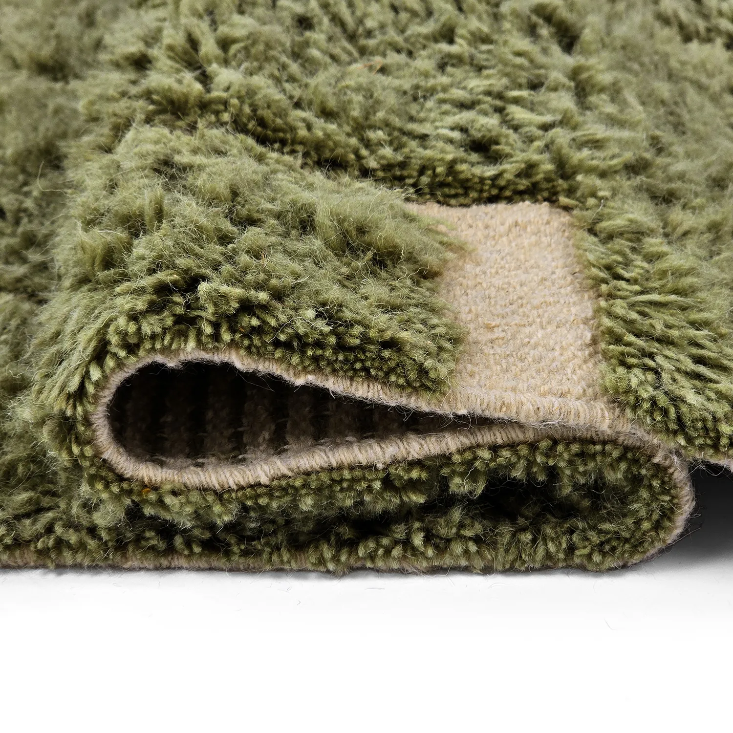 Tapetes felpudos - Kiberg Hand Woven Wool Shaggy (verde)
