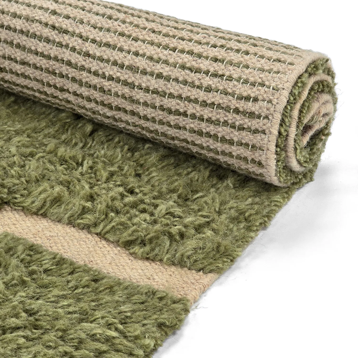 Tapetes felpudos - Kiberg Hand Woven Wool Shaggy (verde)