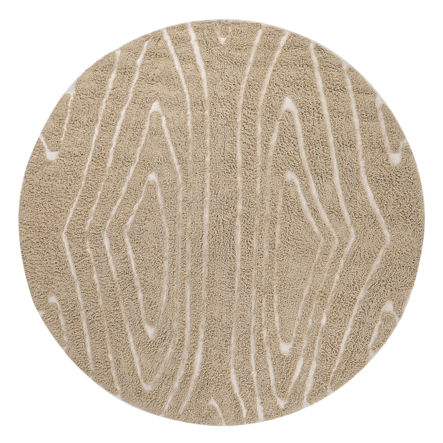 Tapete redondo - Kindon Natural Cotton Shaggy (bež/bela)