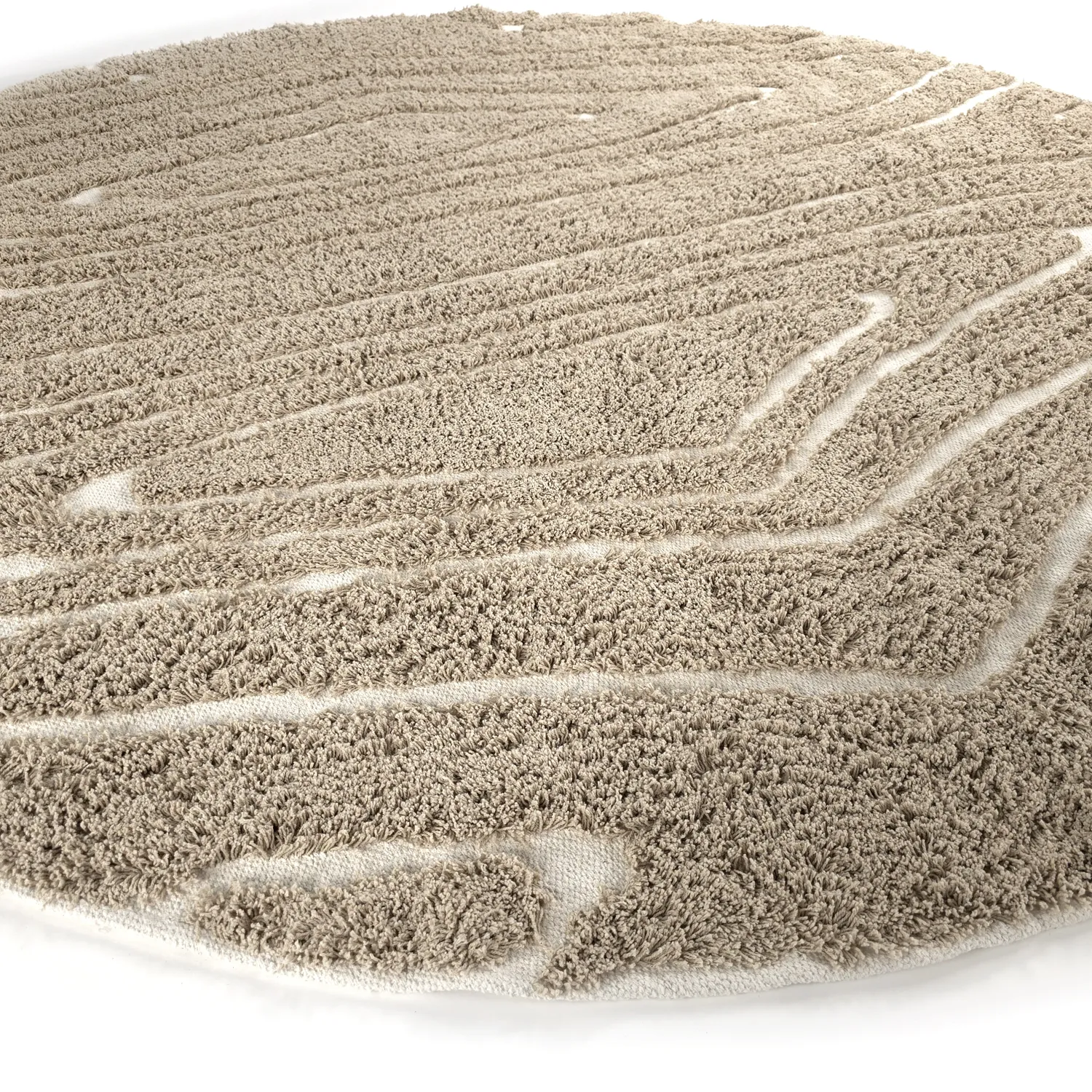 Tapete redondo - Kindon Natural Cotton Shaggy (bež/bela)