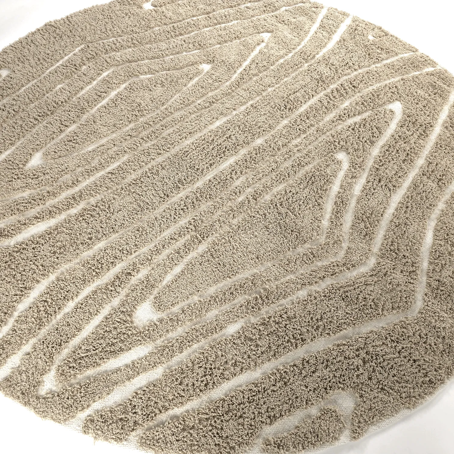 Tapete redondo - Kindon Natural Cotton Shaggy (bež/bela)