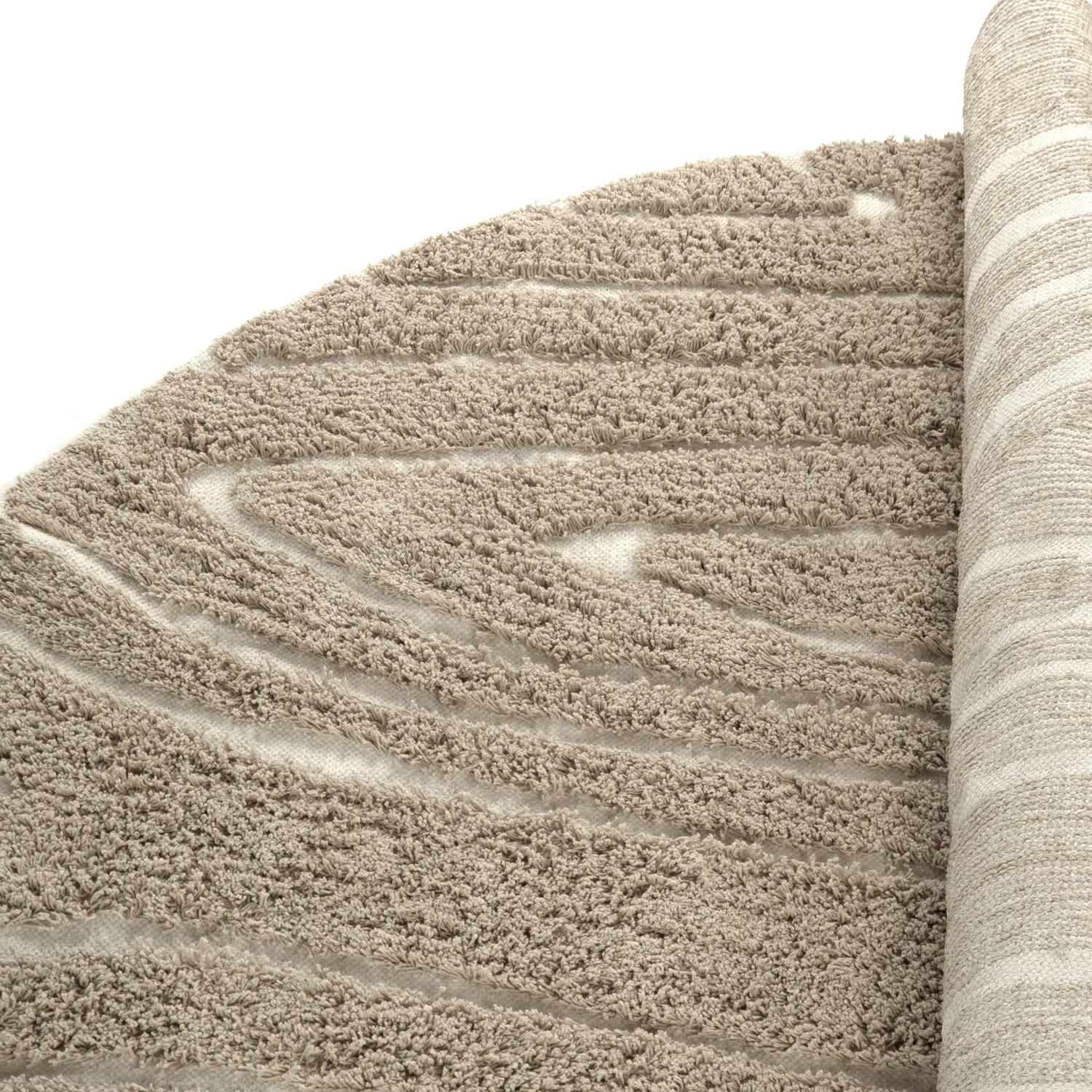 Tapete redondo - Kindon Natural Cotton Shaggy (bež/bela)