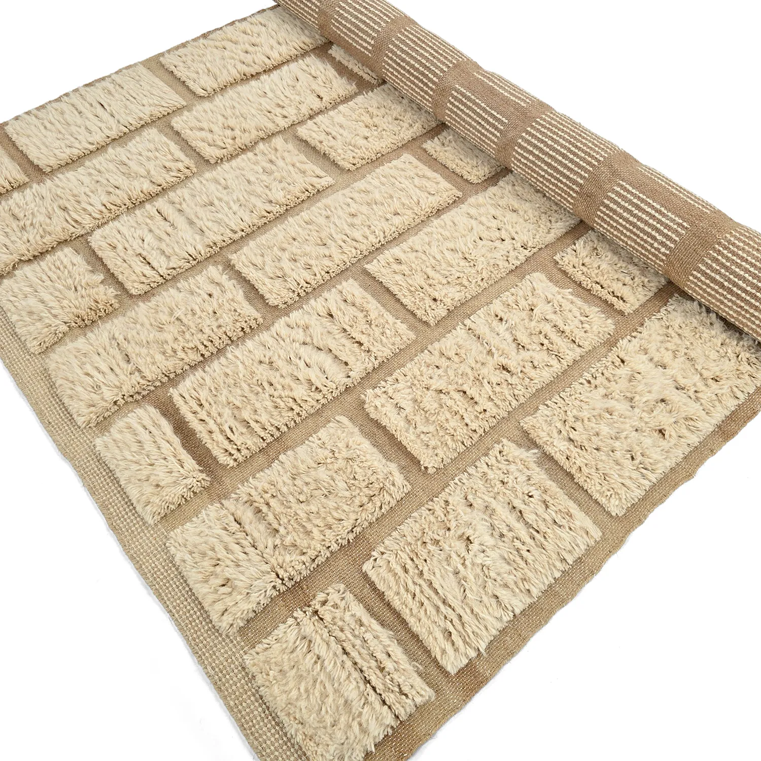 Tapetes felpudos - Leknes Hand Woven Wool Shaggy (creme)