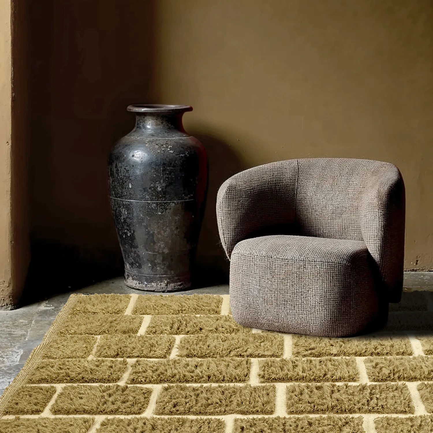 Tapetes felpudos - Leknes Hand Woven Wool Shaggy (verde)