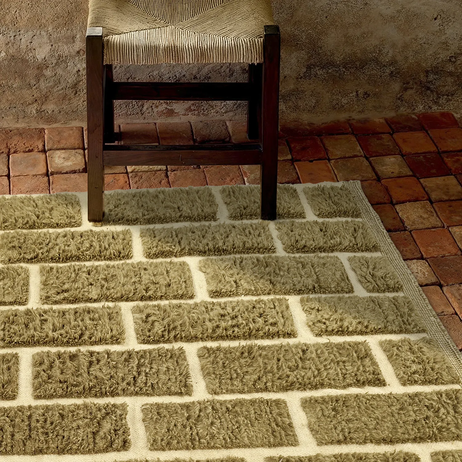 Tapetes felpudos - Leknes Hand Woven Wool Shaggy (verde)