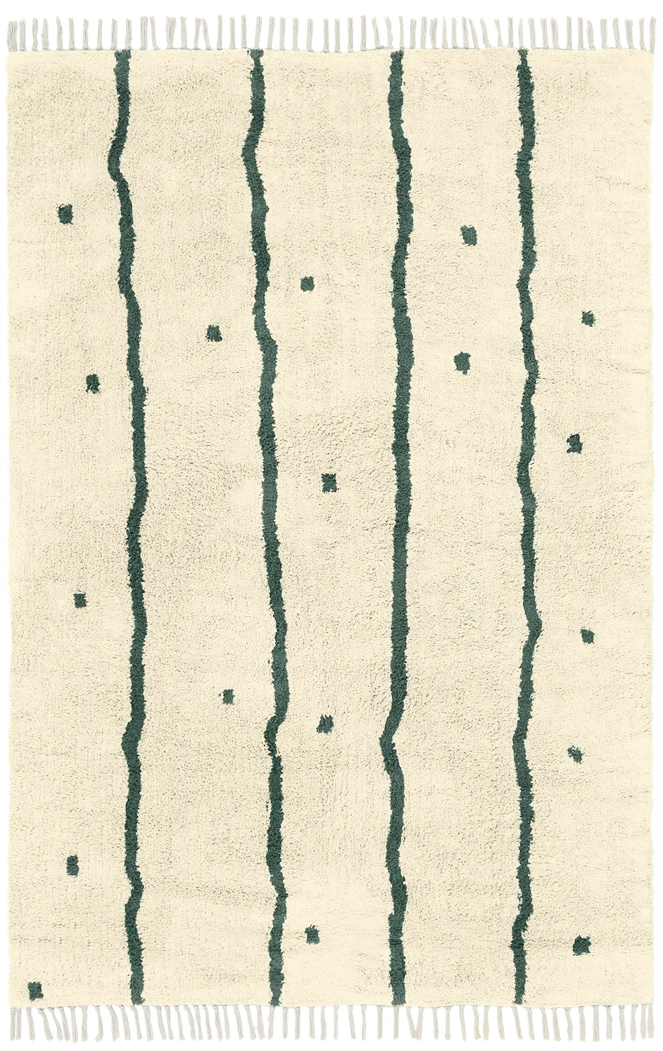 Tapetes felpudos - Leora Natural Cotton Shaggy (bege/verde)