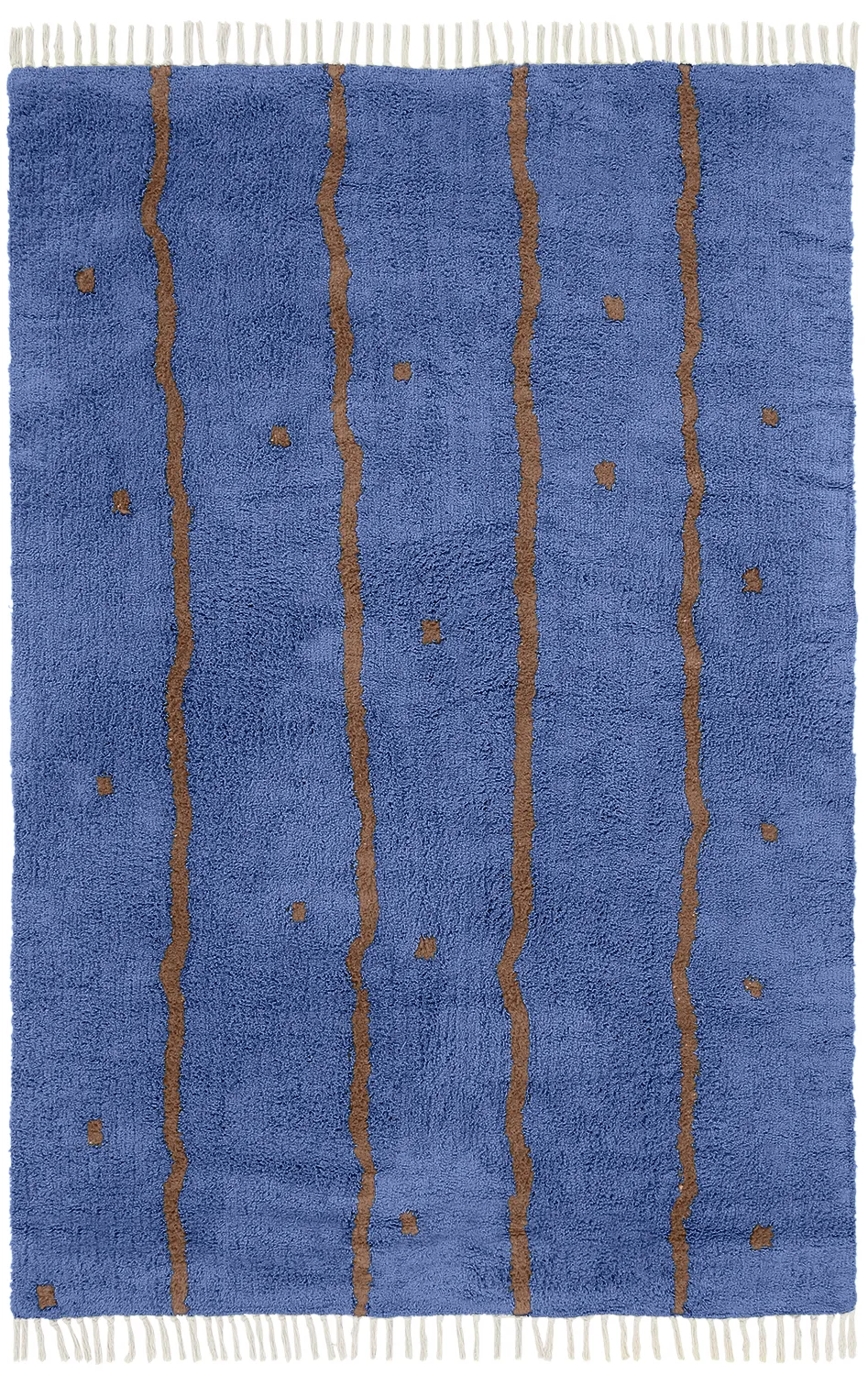Tapetes felpudos - Leora Natural Cotton Shaggy (azul/marrom)