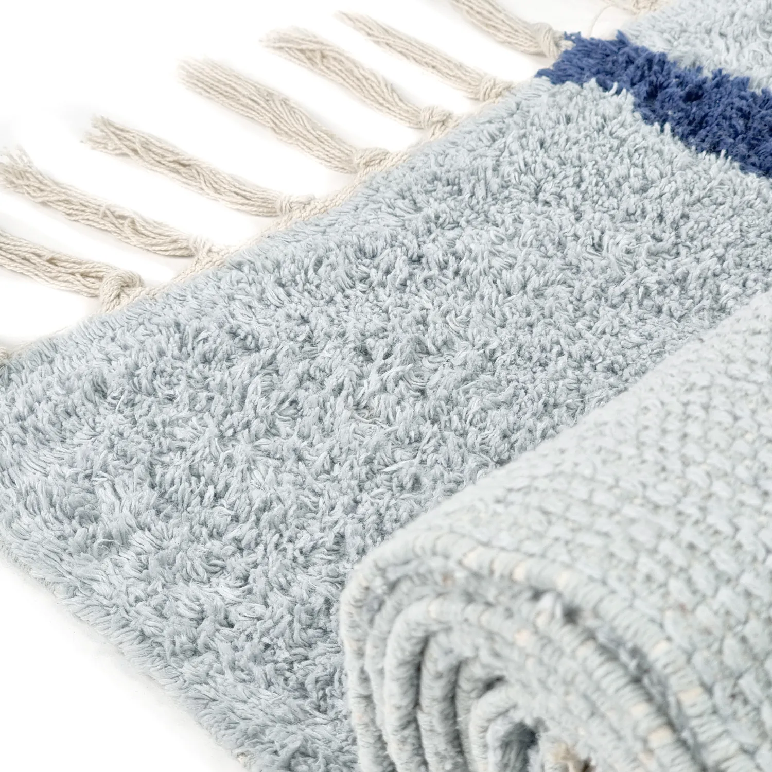 Tapetes felpudos - Leora Natural Cotton Shaggy (cinza/azul)