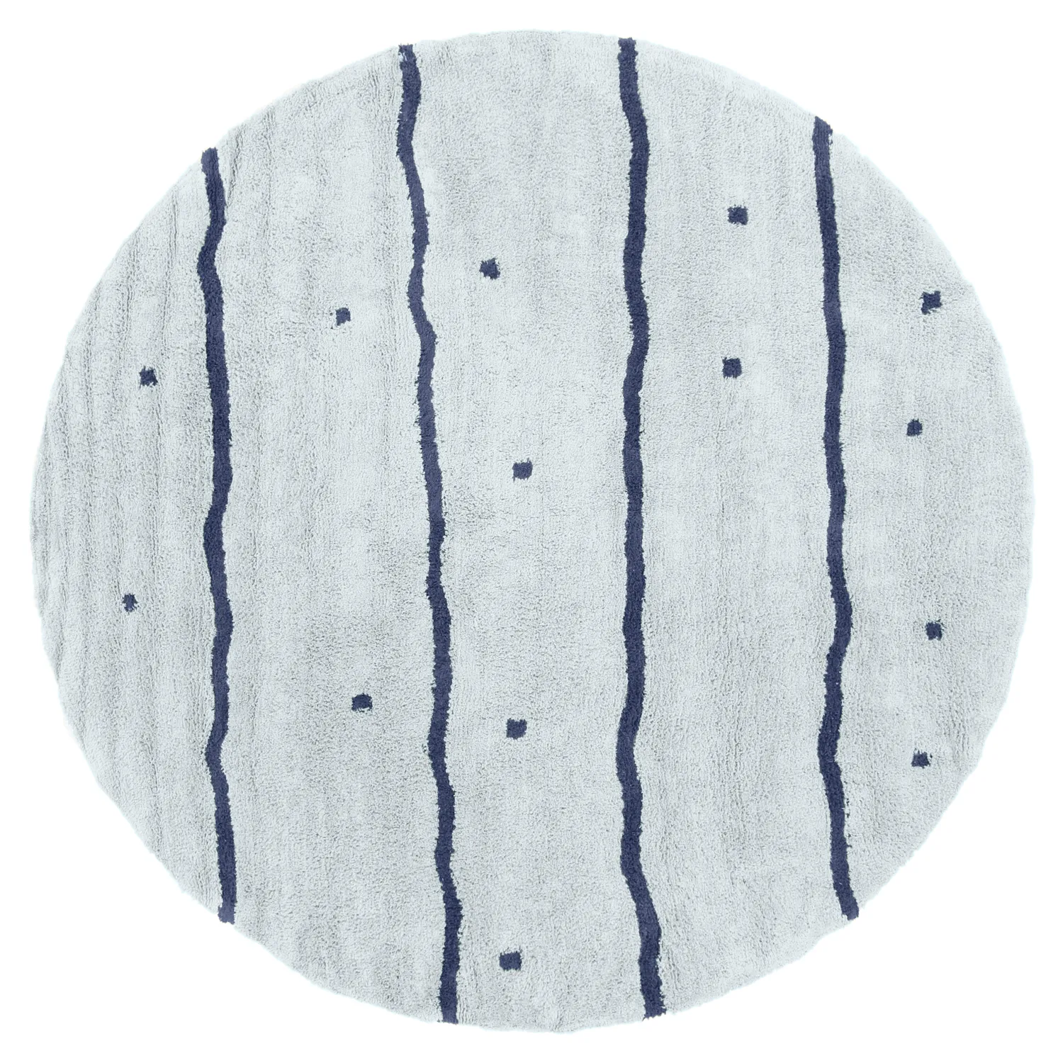 Tapete redondo - Leora Natural Cotton Shaggy (cinza/azul)