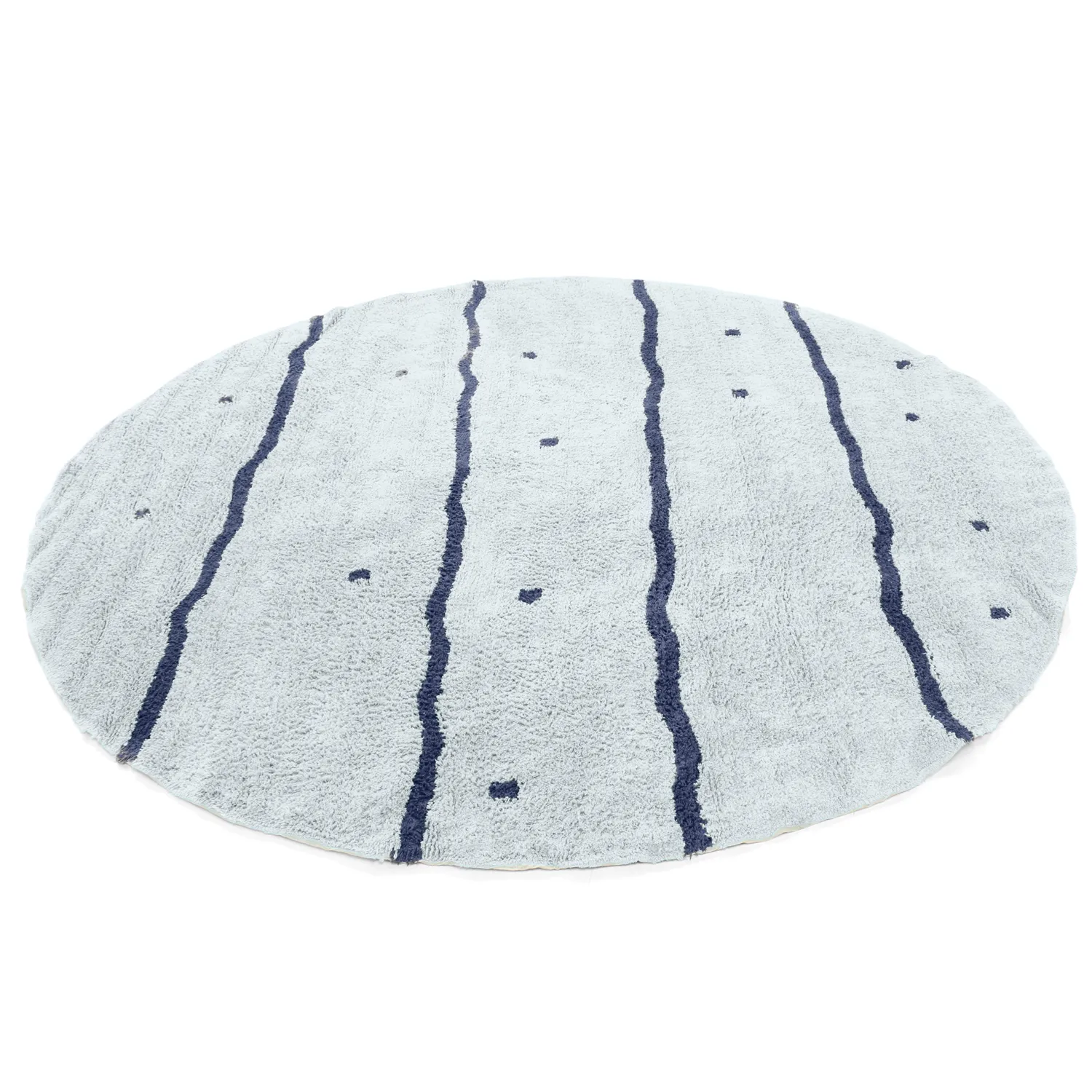 Tapete redondo - Leora Natural Cotton Shaggy (cinza/azul)