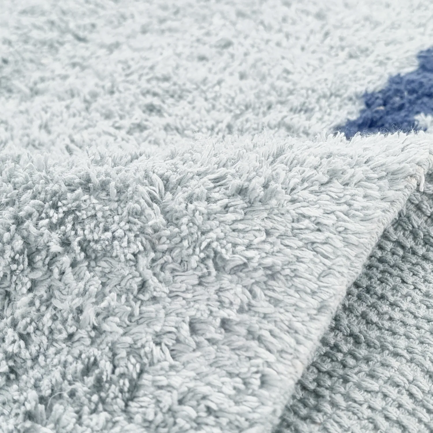 Tapete redondo - Leora Natural Cotton Shaggy (cinza/azul)