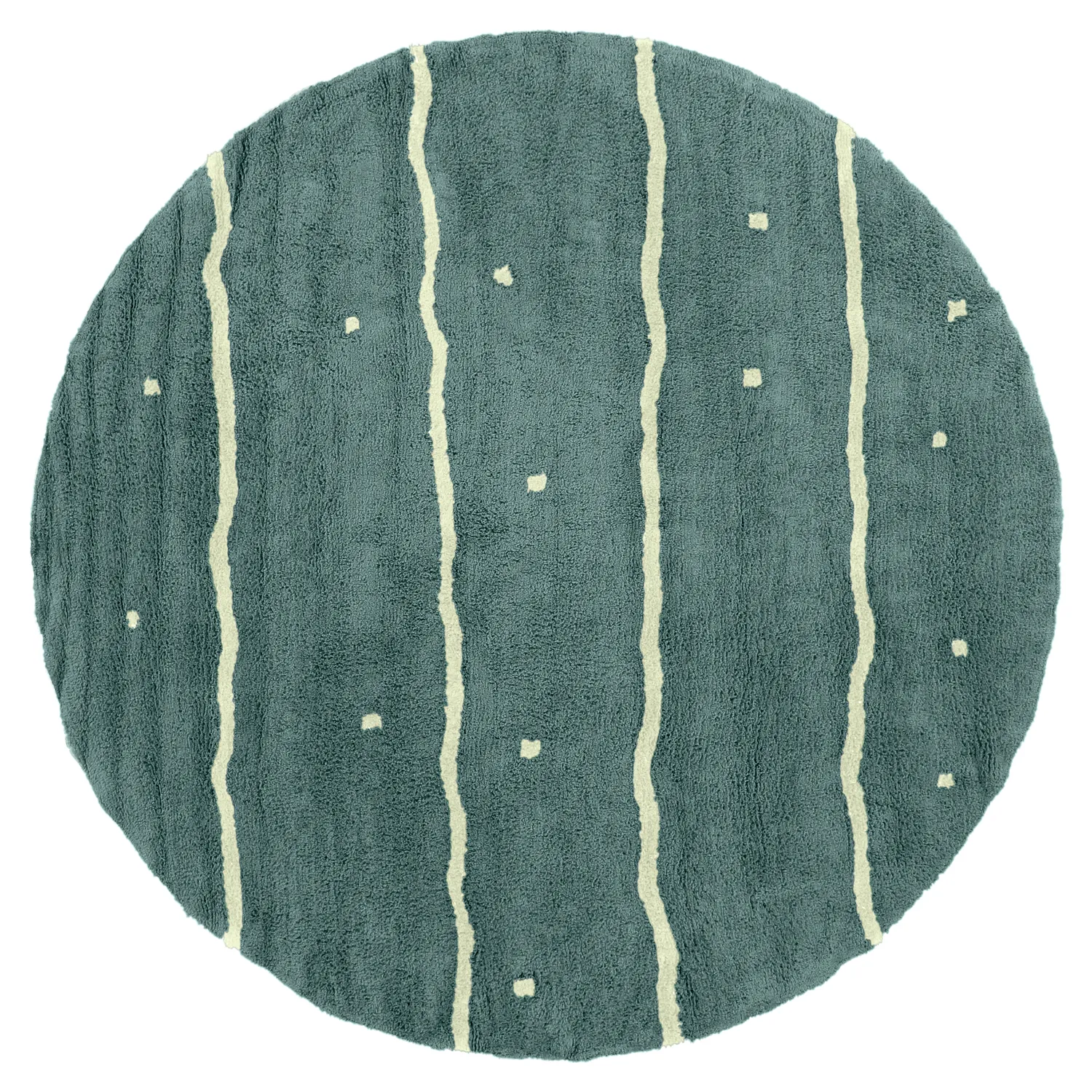 Tapete redondo - Leora Natural Cotton Shaggy (verde)