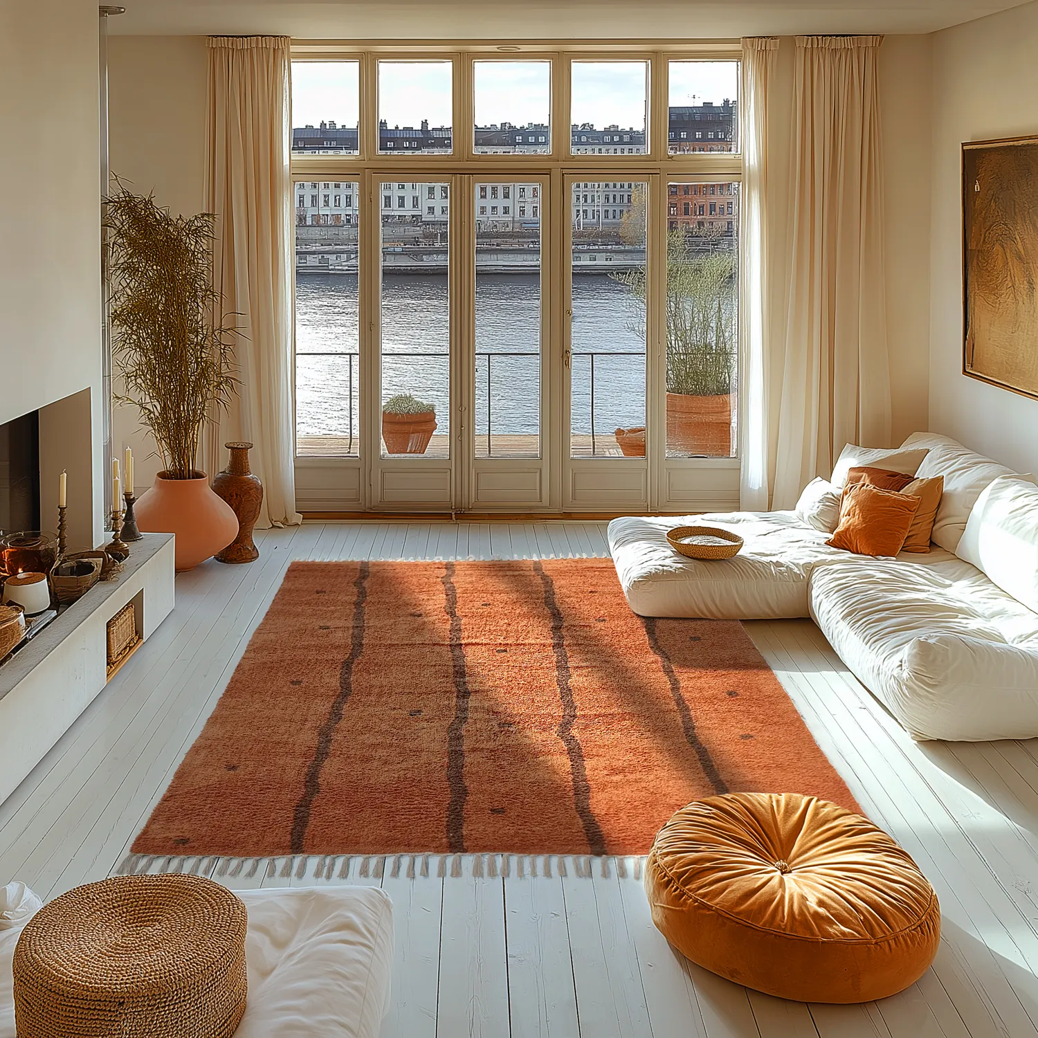 Tapetes felpudos - Leora Natural Cotton Shaggy (laranja/marrom)