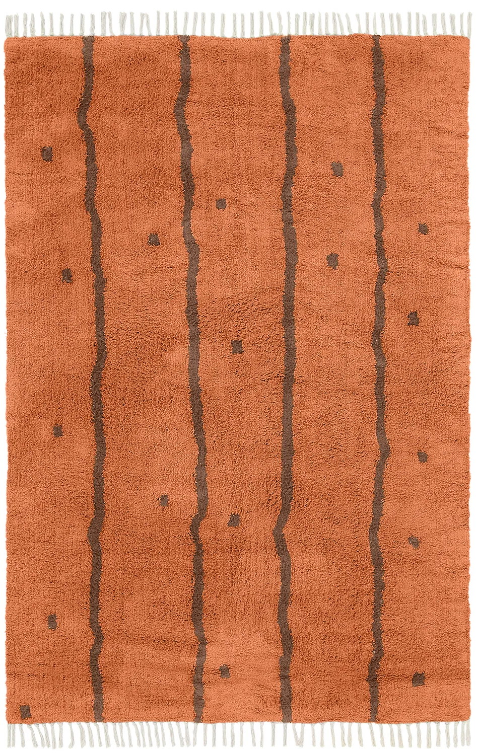 Tapetes felpudos - Leora Natural Cotton Shaggy (laranja/marrom)