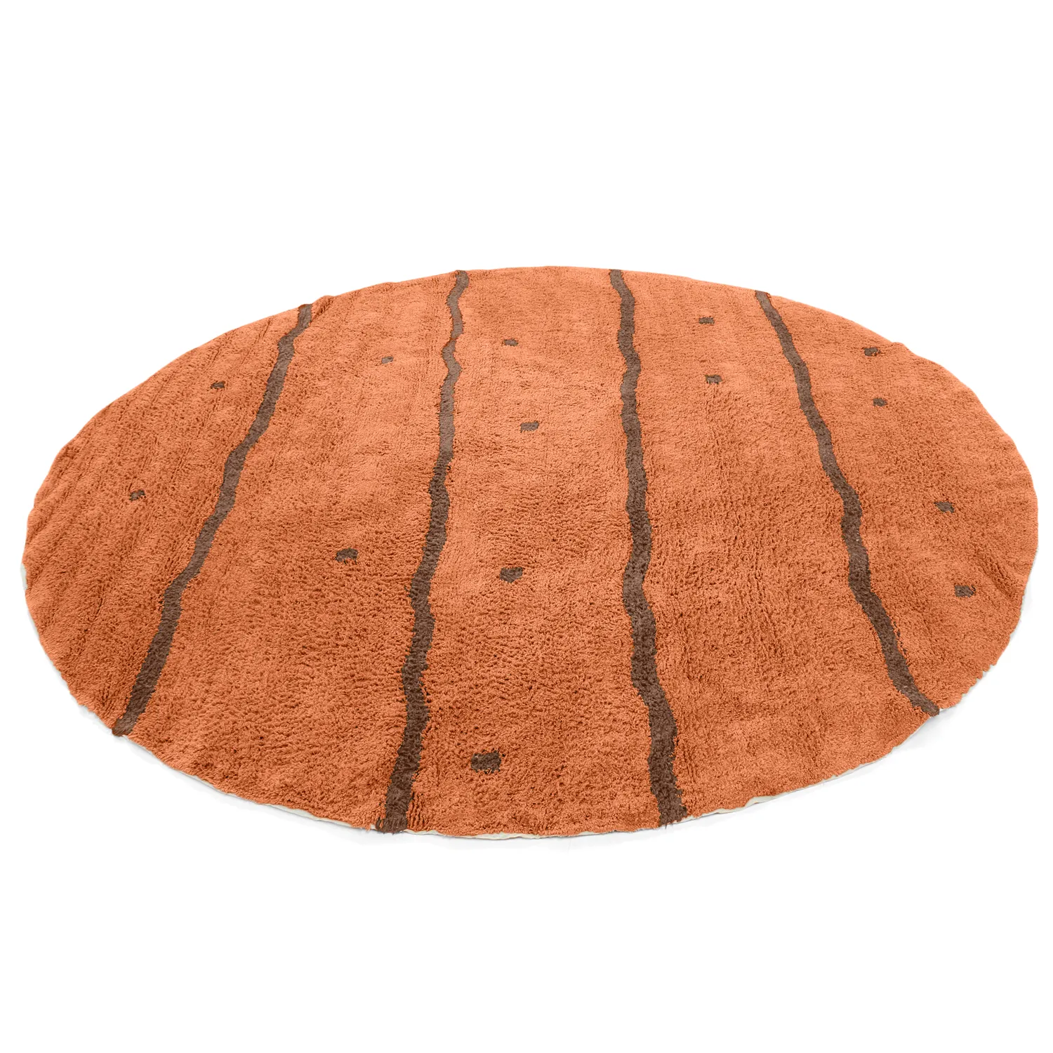 Tapete redondo - Leora Natural Cotton Shaggy (laranja/marrom)