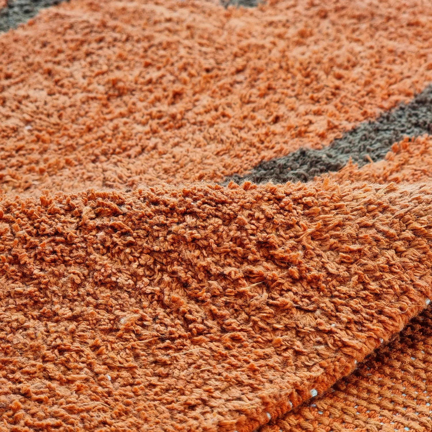 Tapete redondo - Leora Natural Cotton Shaggy (laranja/marrom)