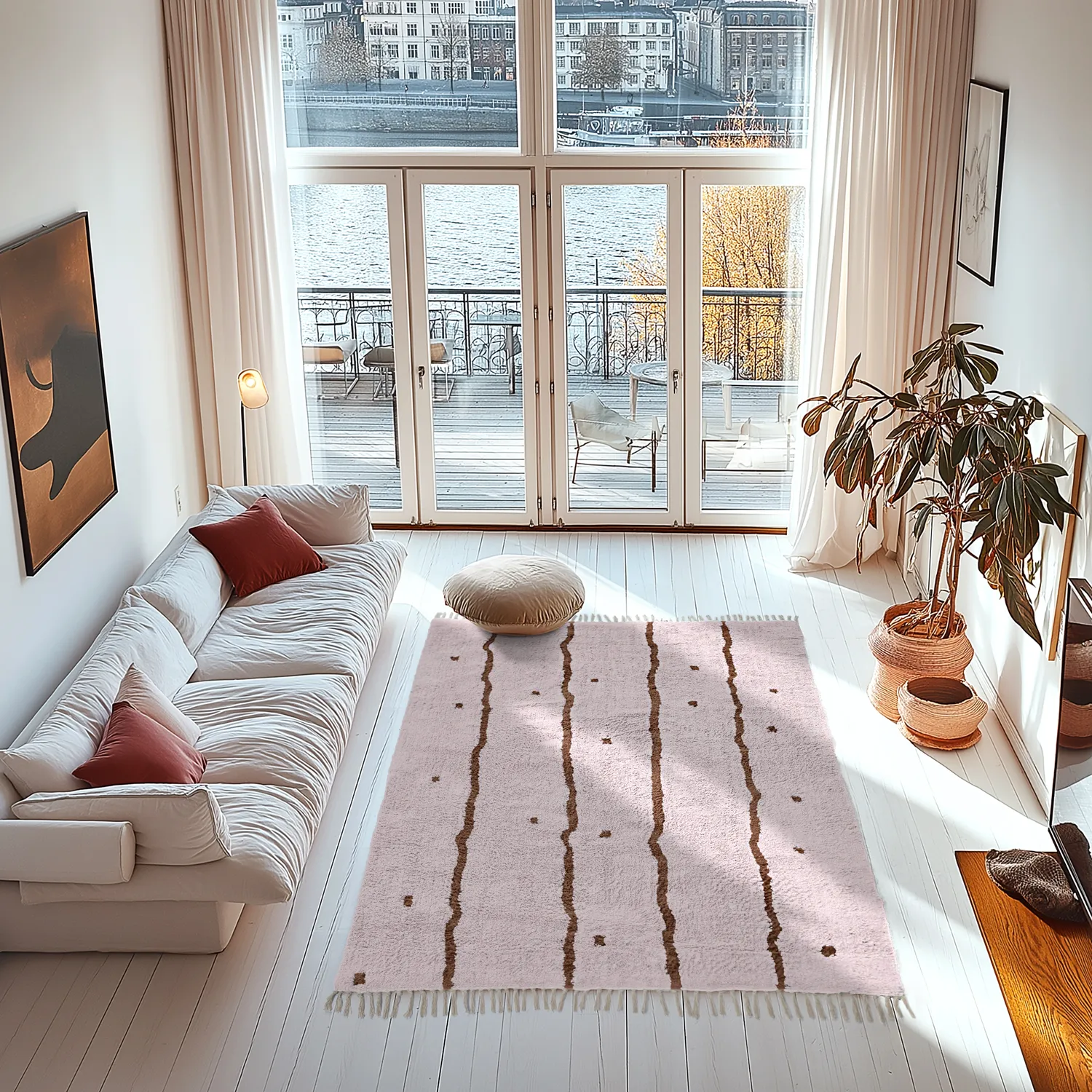 Tapetes felpudos - Leora Natural Cotton Shaggy (rosa/marrom)