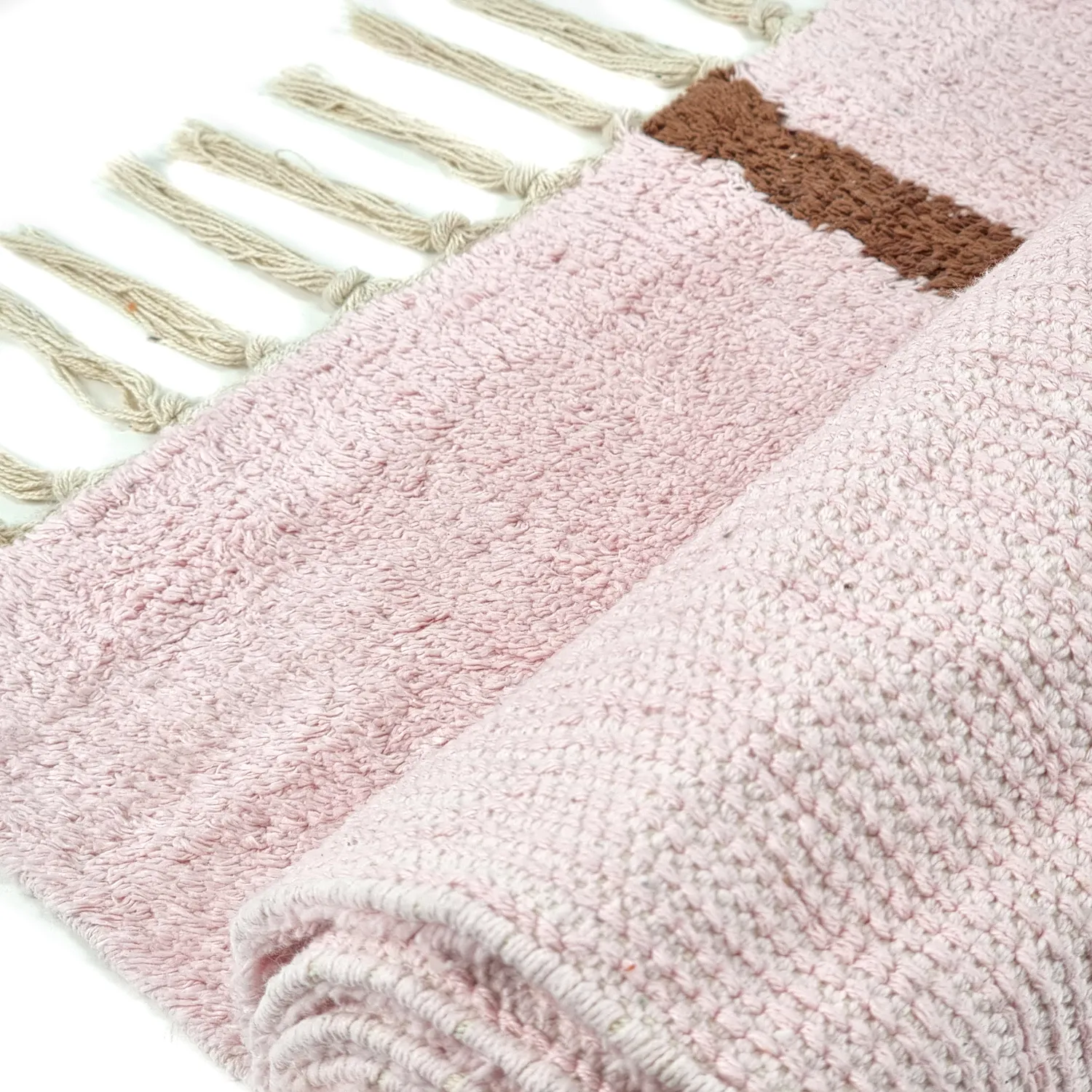 Tapetes felpudos - Leora Natural Cotton Shaggy (rosa/marrom)