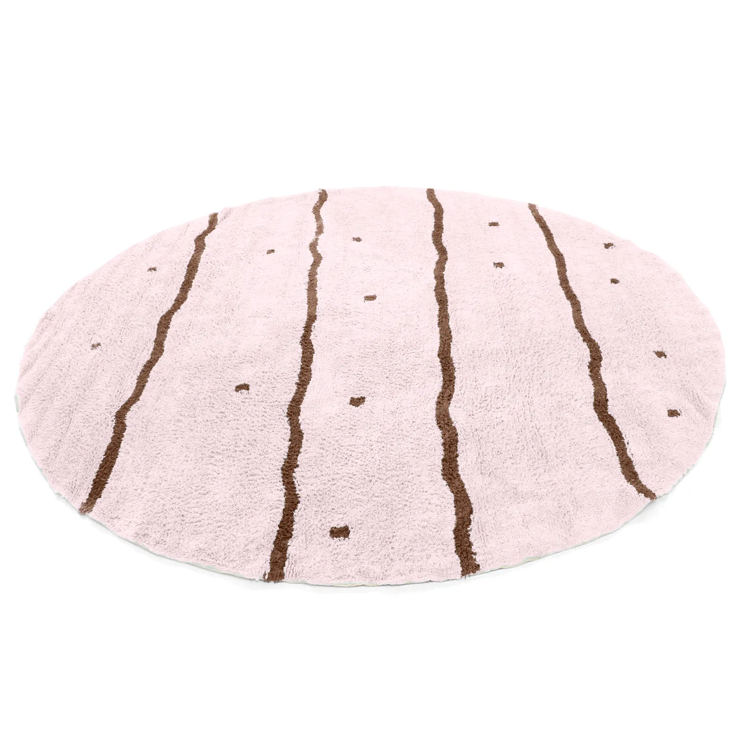 Tapete redondo - Leora Natural Cotton Shaggy (rosa/marrom)