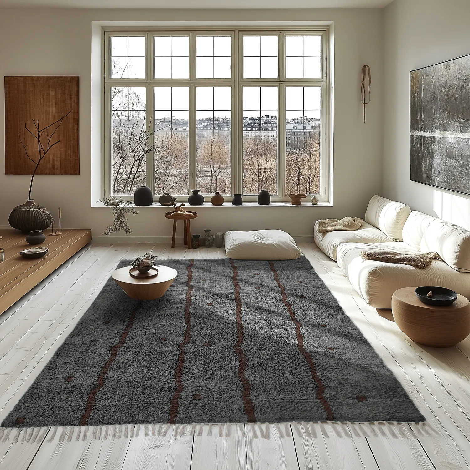 Tapetes felpudos - Leora Natural Cotton Shaggy (preto/marrom)