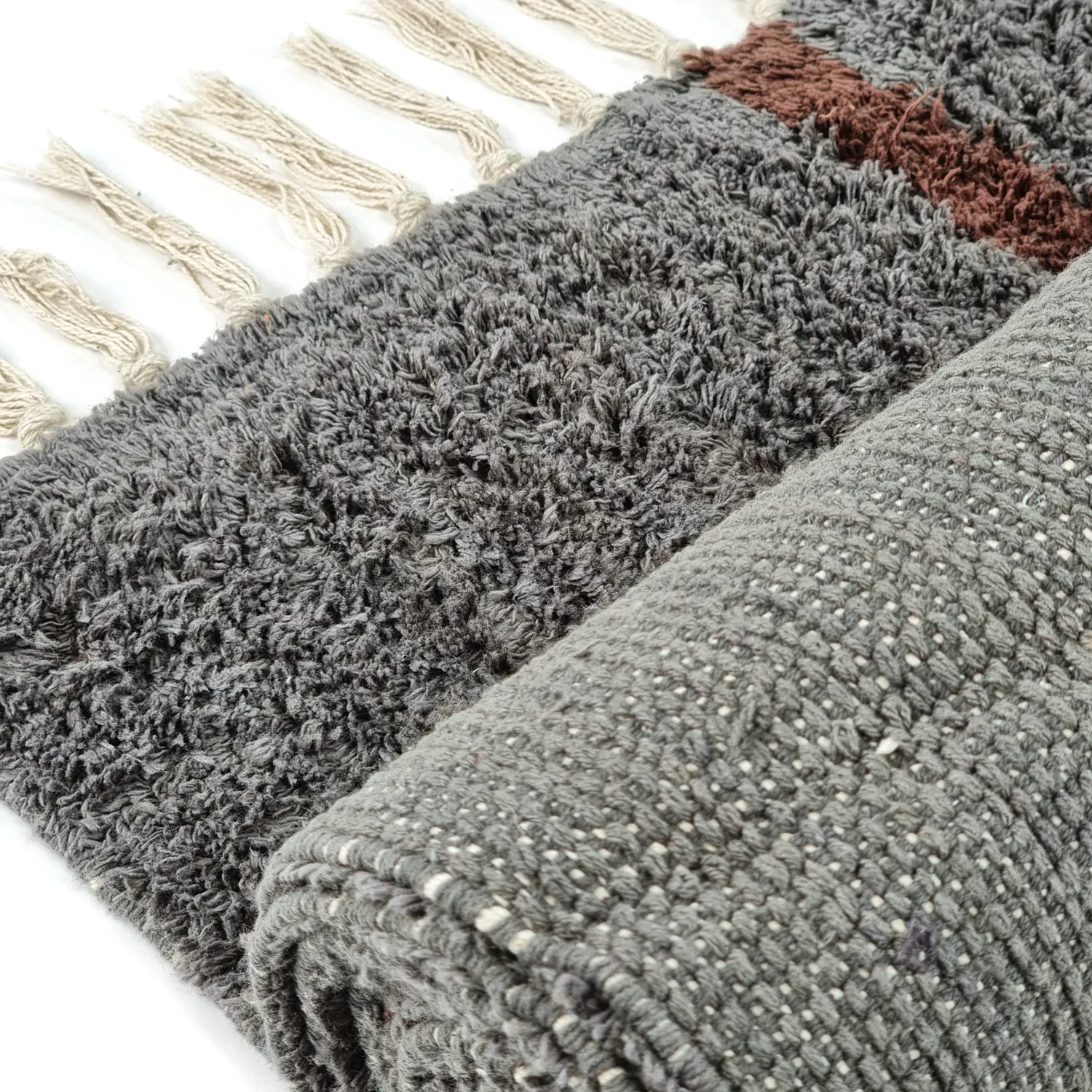 Tapetes felpudos - Leora Natural Cotton Shaggy (preto/marrom)