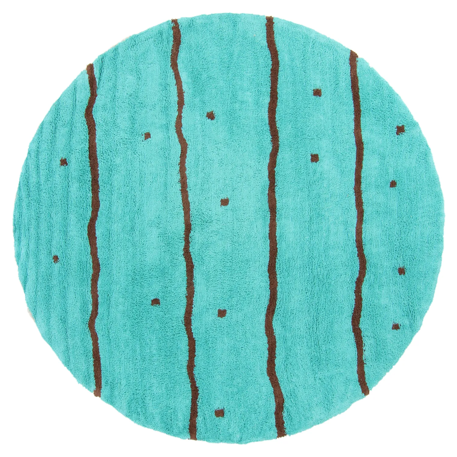 Tapete redondo - Leora Natural Cotton Shaggy (turquesa/marrom)