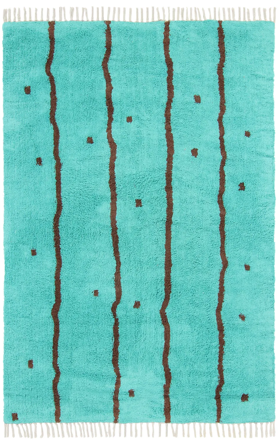 Tapetes felpudos - Leora Natural Cotton Shaggy (turquesa/marrom)