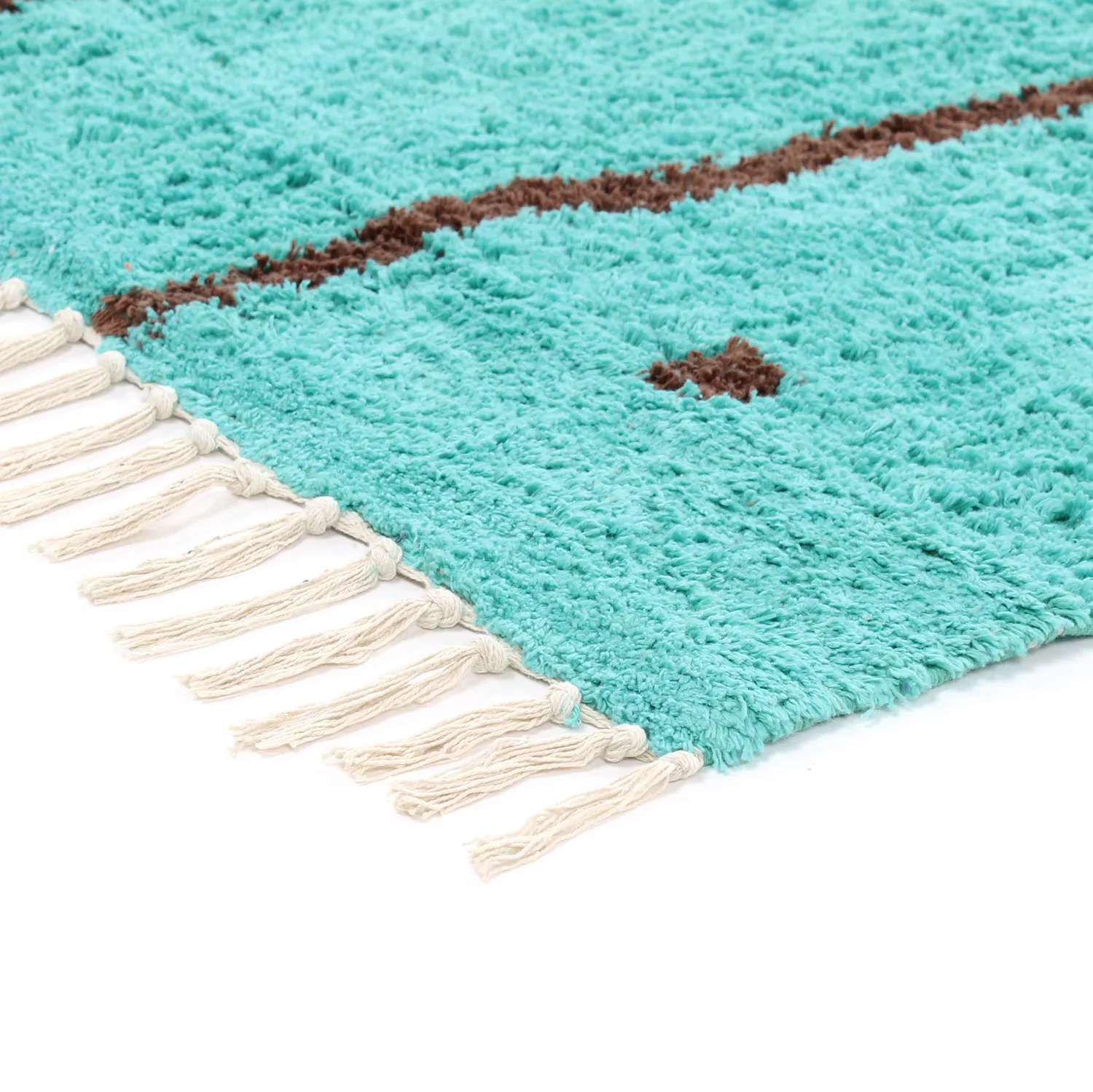 Tapetes felpudos - Leora Natural Cotton Shaggy (turquesa/marrom)