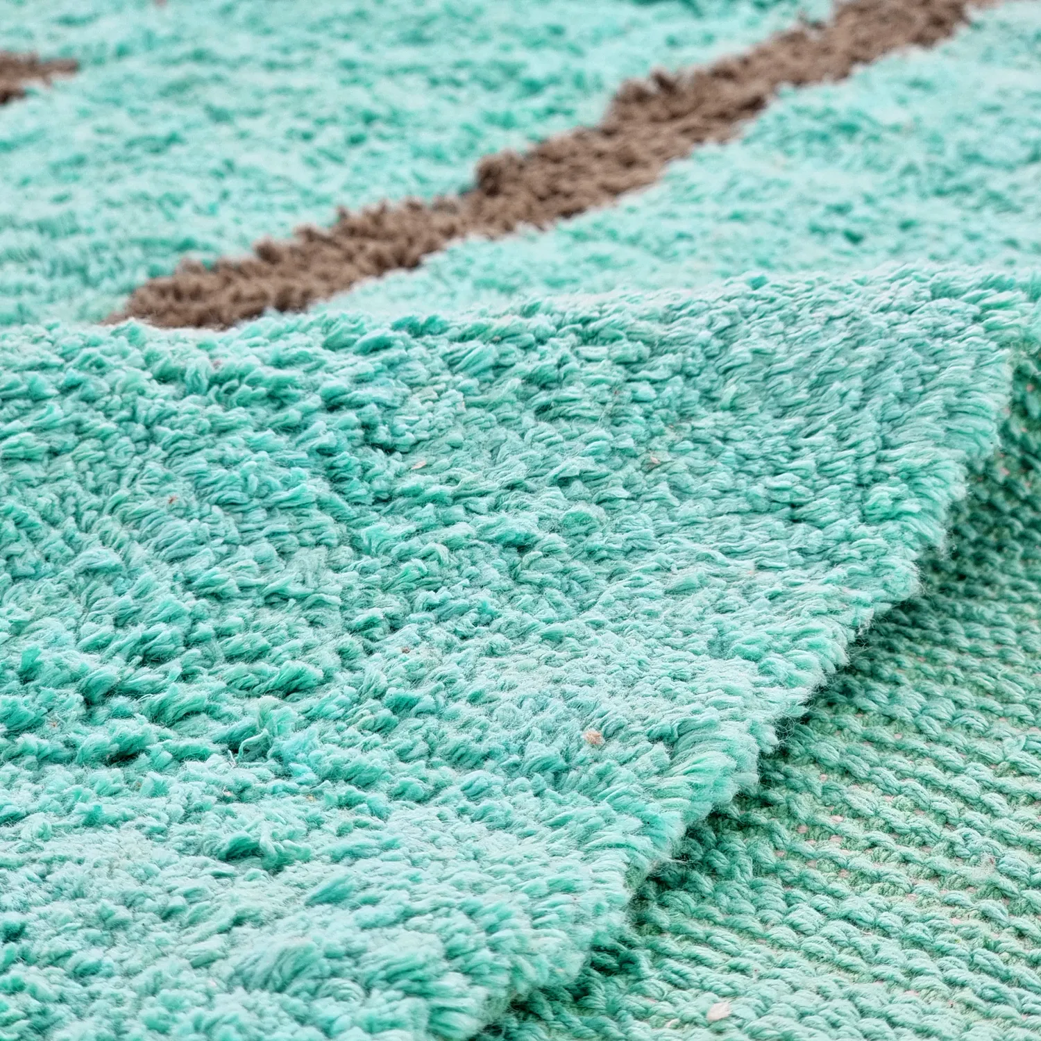 Tapete redondo - Leora Natural Cotton Shaggy (turquesa/marrom)