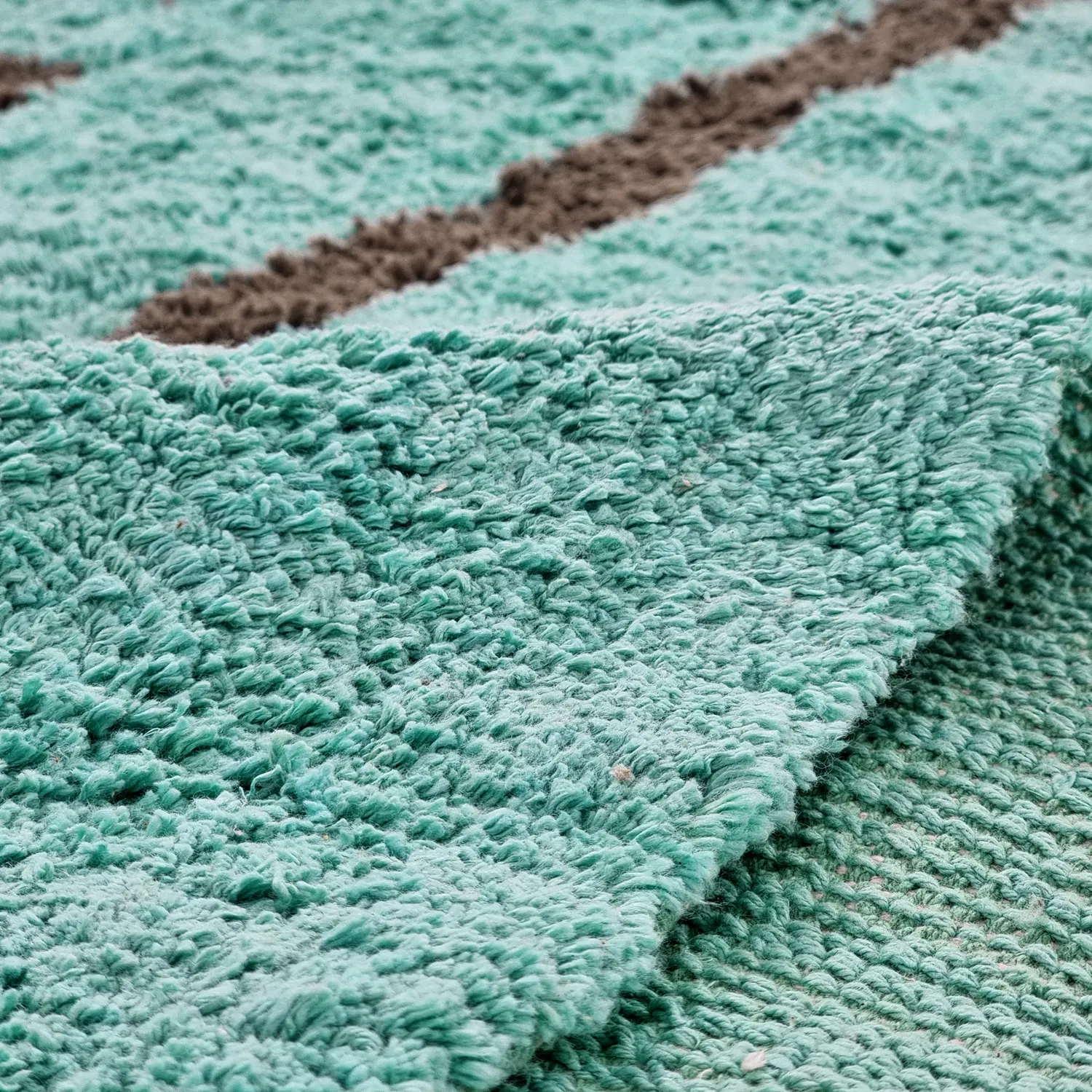 Tapetes felpudos - Leora Natural Cotton Shaggy (turquesa/marrom)