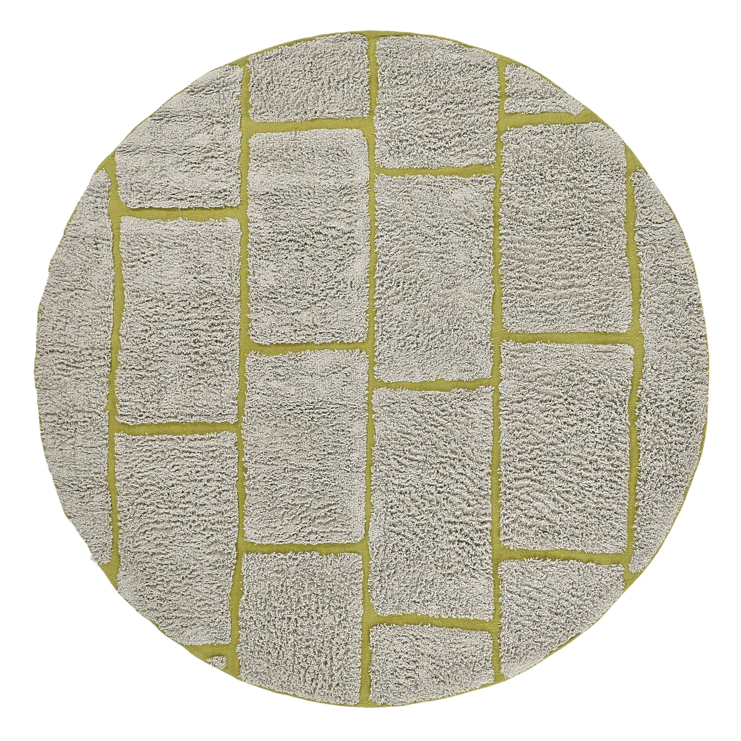 Tapete redondo - Lindley Natural Cotton Shaggy (siva/zelena)