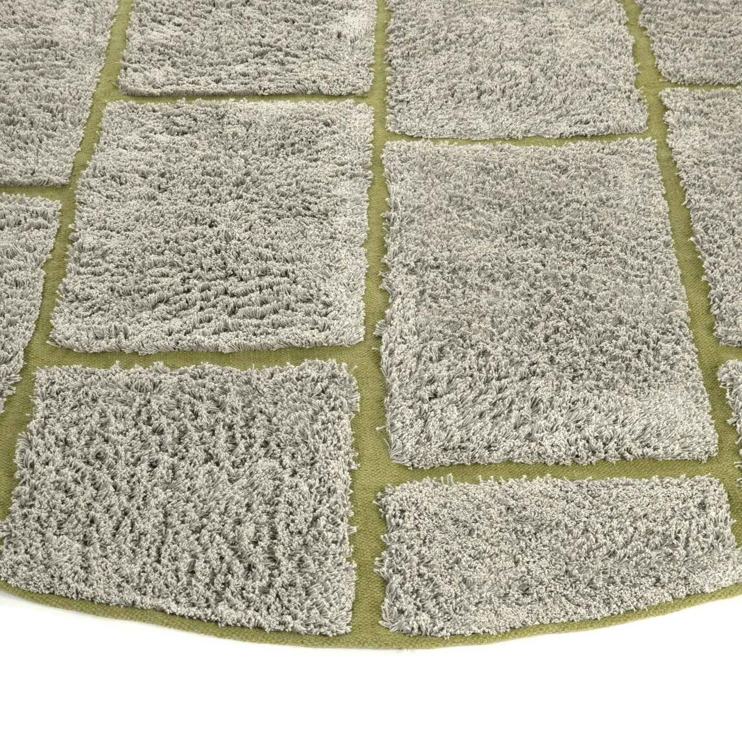 Tapete redondo - Lindley Natural Cotton Shaggy (siva/zelena)