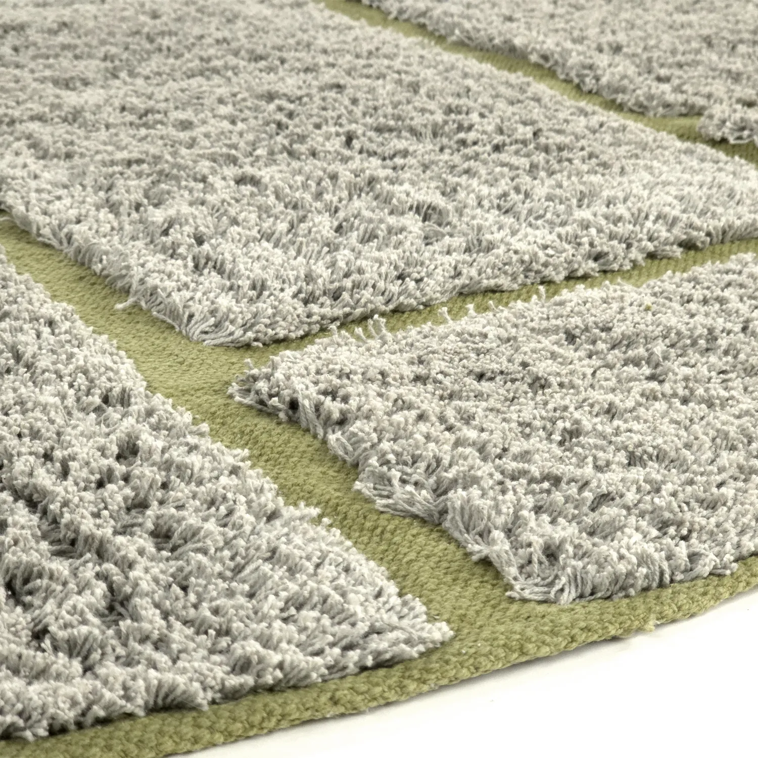 Tapete redondo - Lindley Natural Cotton Shaggy (siva/zelena)