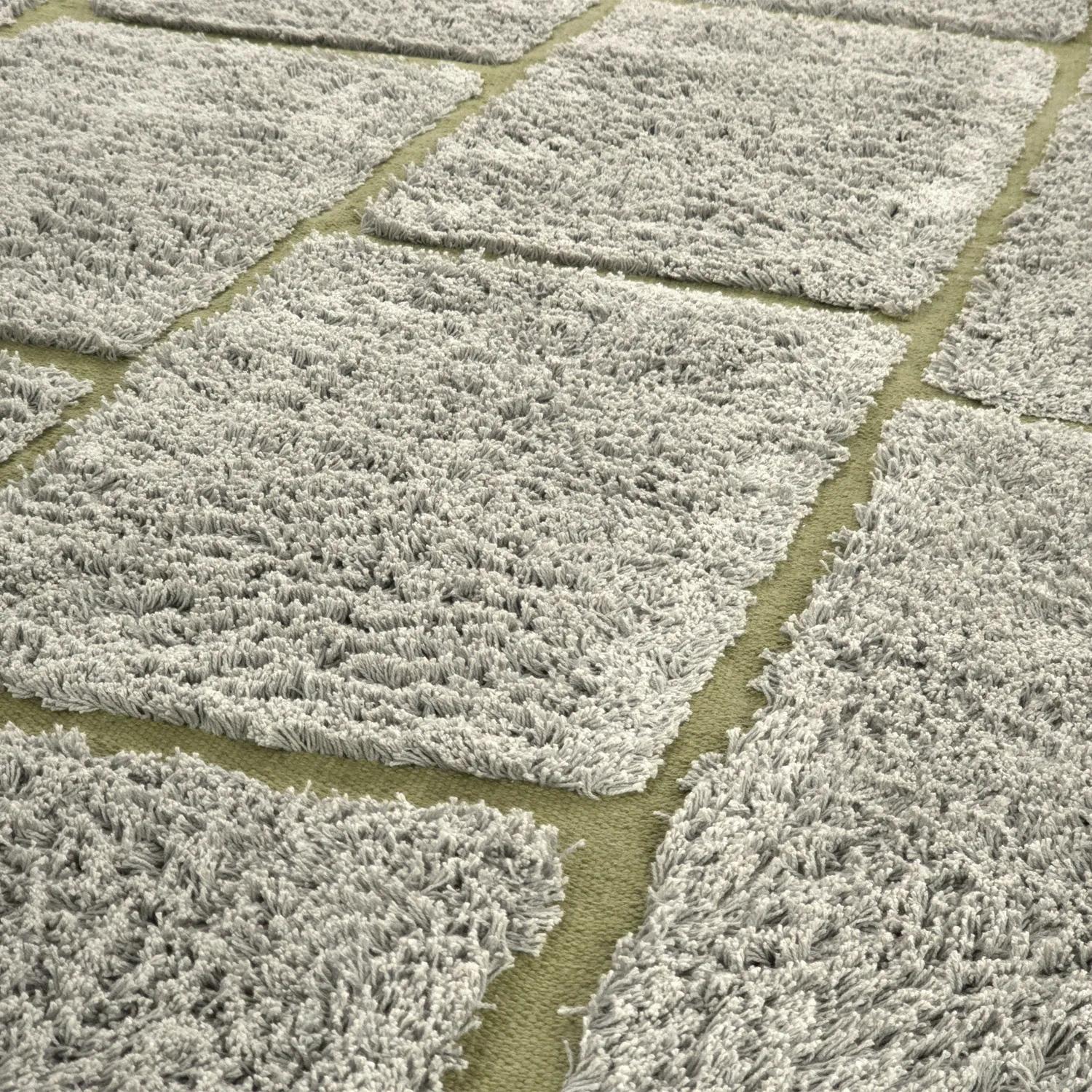 Tapete redondo - Lindley Natural Cotton Shaggy (siva/zelena)