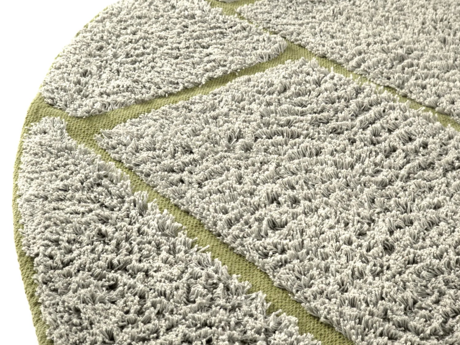 Tapete redondo - Lindley Natural Cotton Shaggy (siva/zelena)