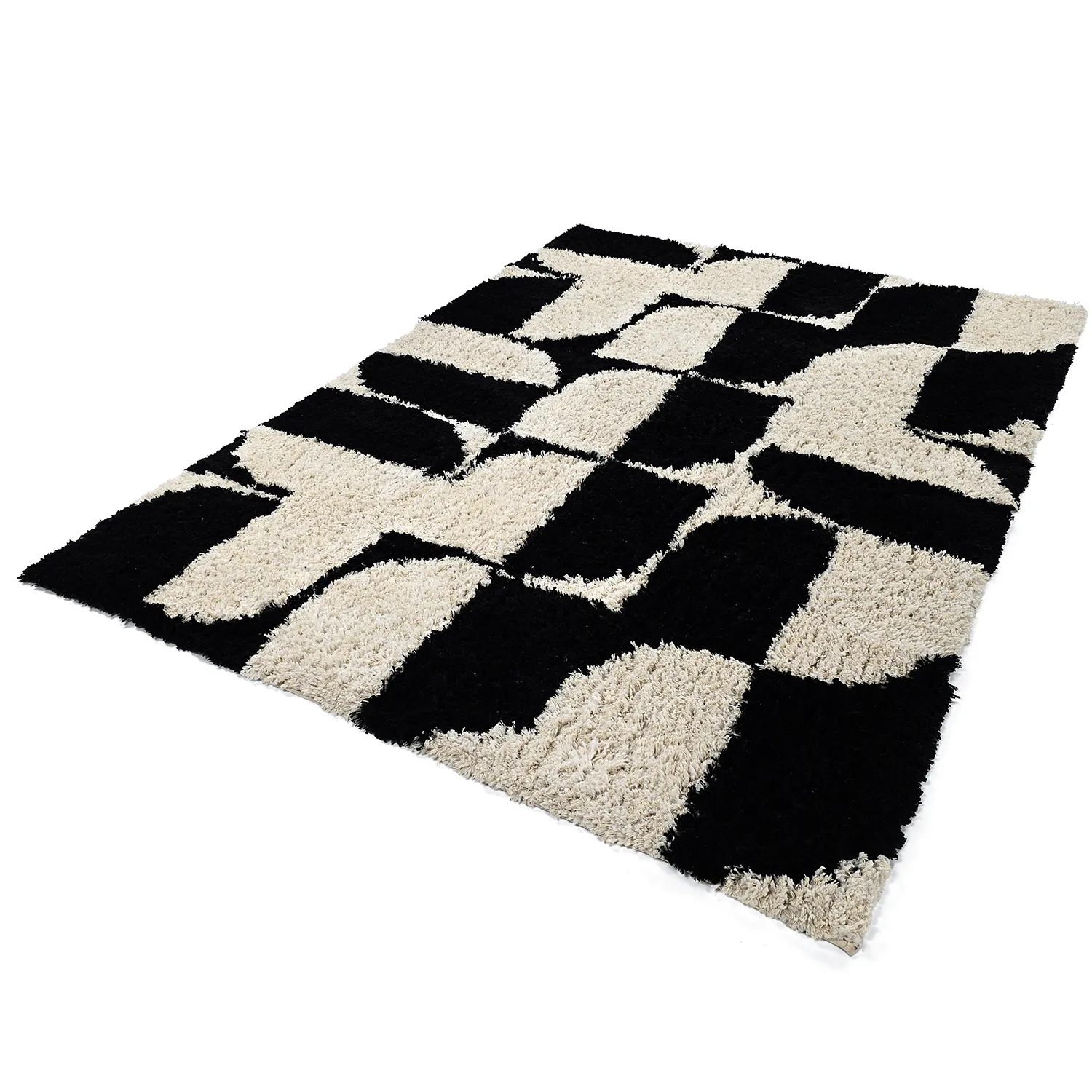 Tapetes felpudos - Marvao Natural Cotton Shaggy (branco sujo/preto)