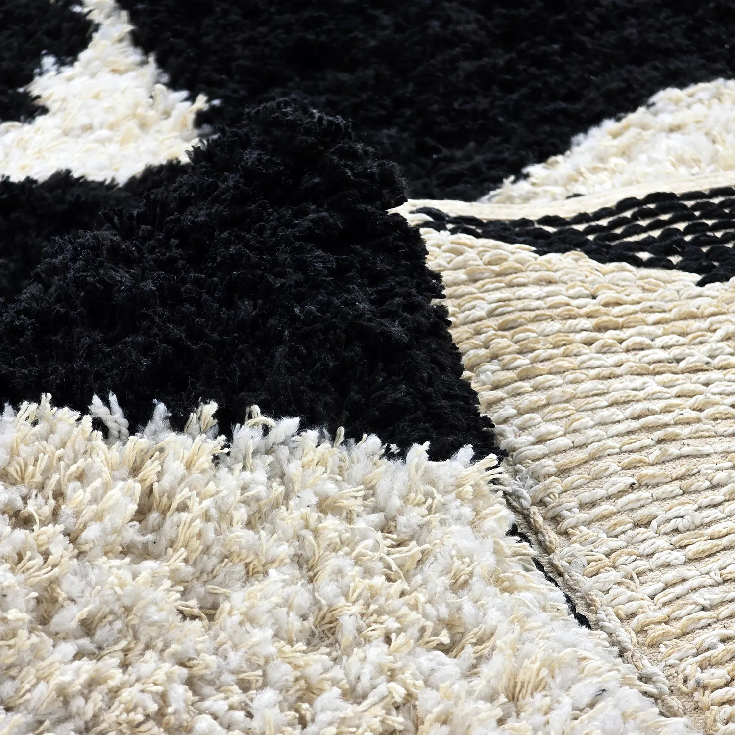 Tapetes felpudos - Marvao Natural Cotton Shaggy (branco sujo/preto)