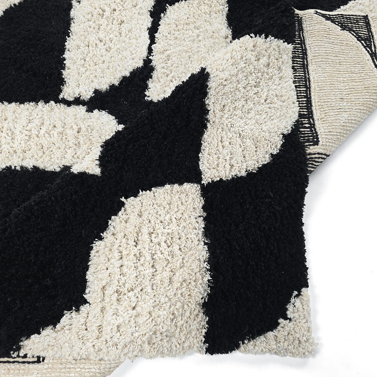 Tapetes felpudos - Marvao Natural Cotton Shaggy (branco sujo/preto)