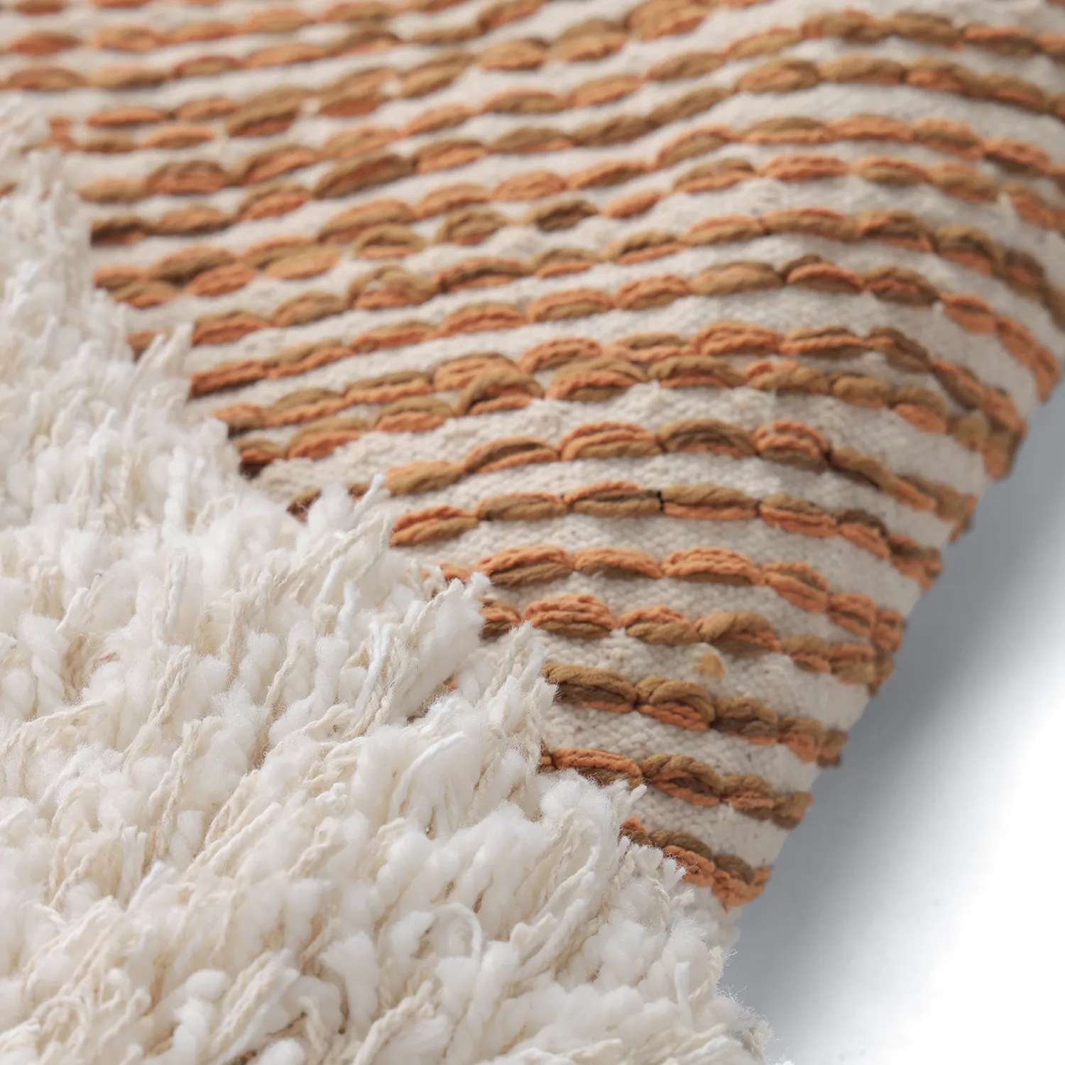 Tapetes felpudos - Kalymnos Natural Cotton Shaggy (branco sujo/ocre)