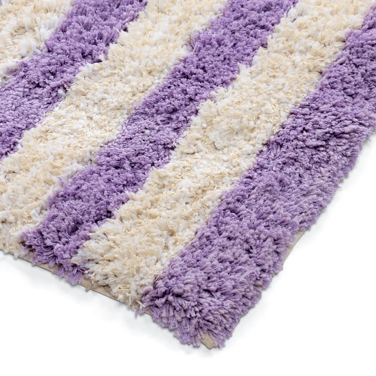 Tapetes felpudos - Thira Stripe Cotton Shaggy (creme/roxo claro)