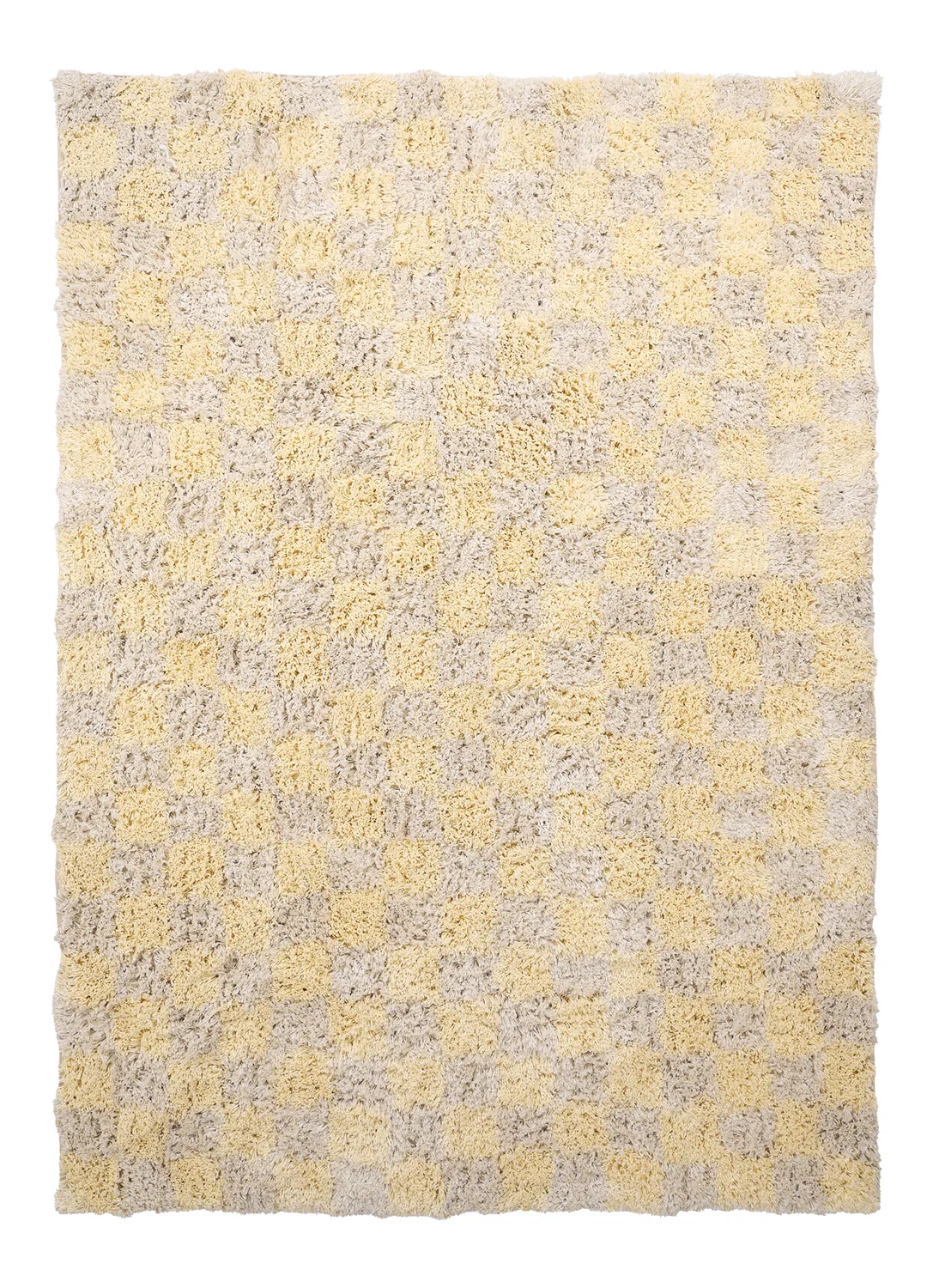 Tapetes felpudos - Methoni Check Cotton Shaggy (creme/amarelo claro)