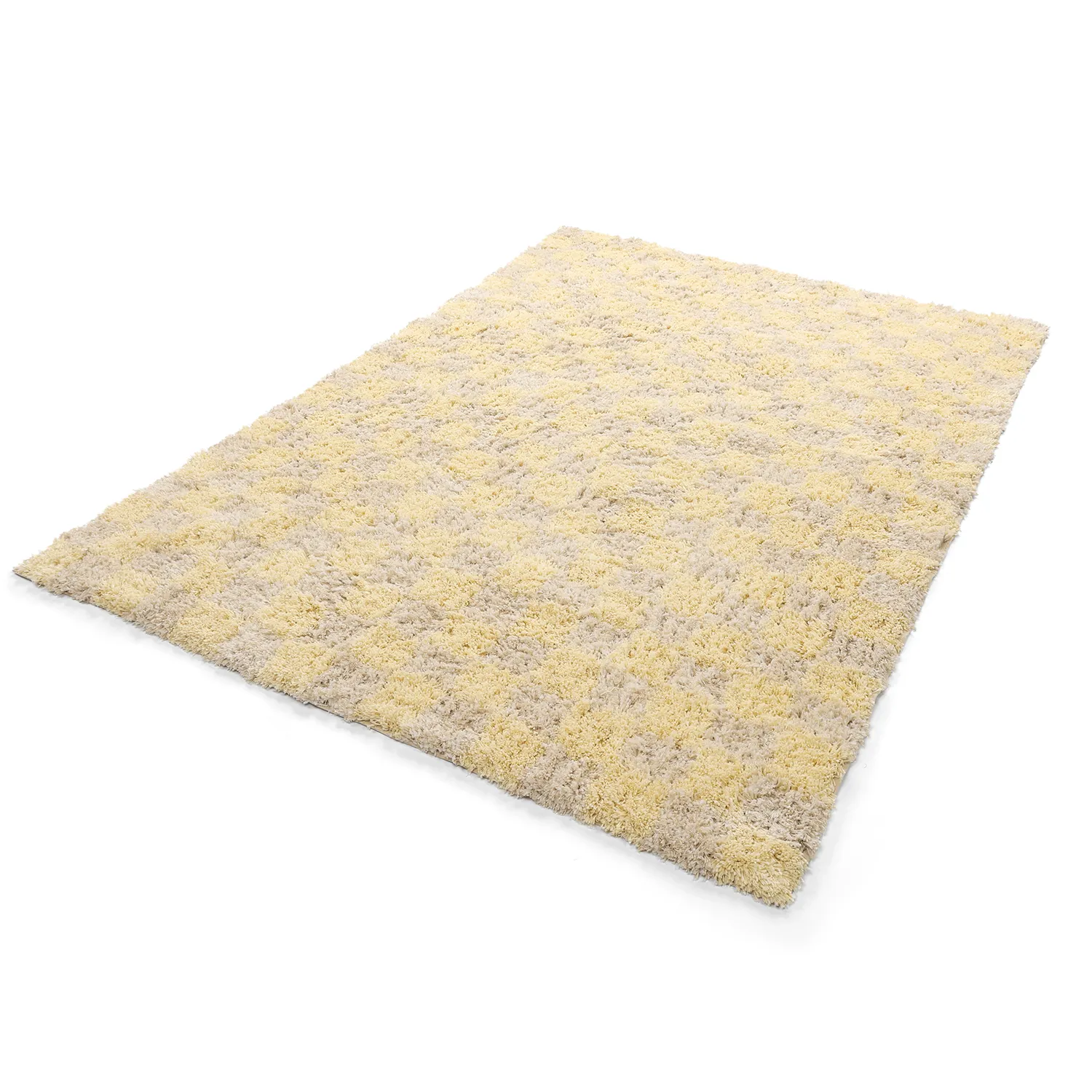 Tapetes felpudos - Methoni Check Cotton Shaggy (creme/amarelo claro)