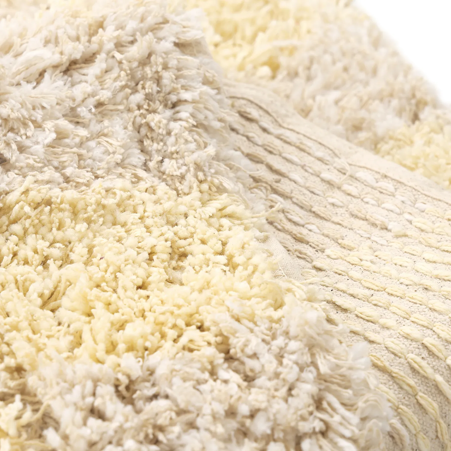 Tapetes felpudos - Methoni Check Cotton Shaggy (creme/amarelo claro)