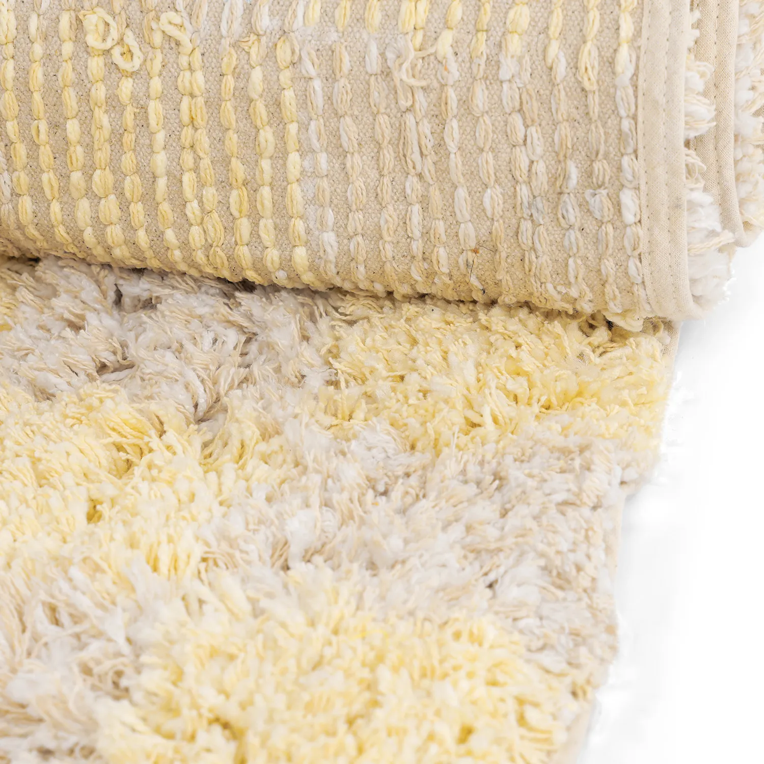 Tapetes felpudos - Methoni Check Cotton Shaggy (creme/amarelo claro)