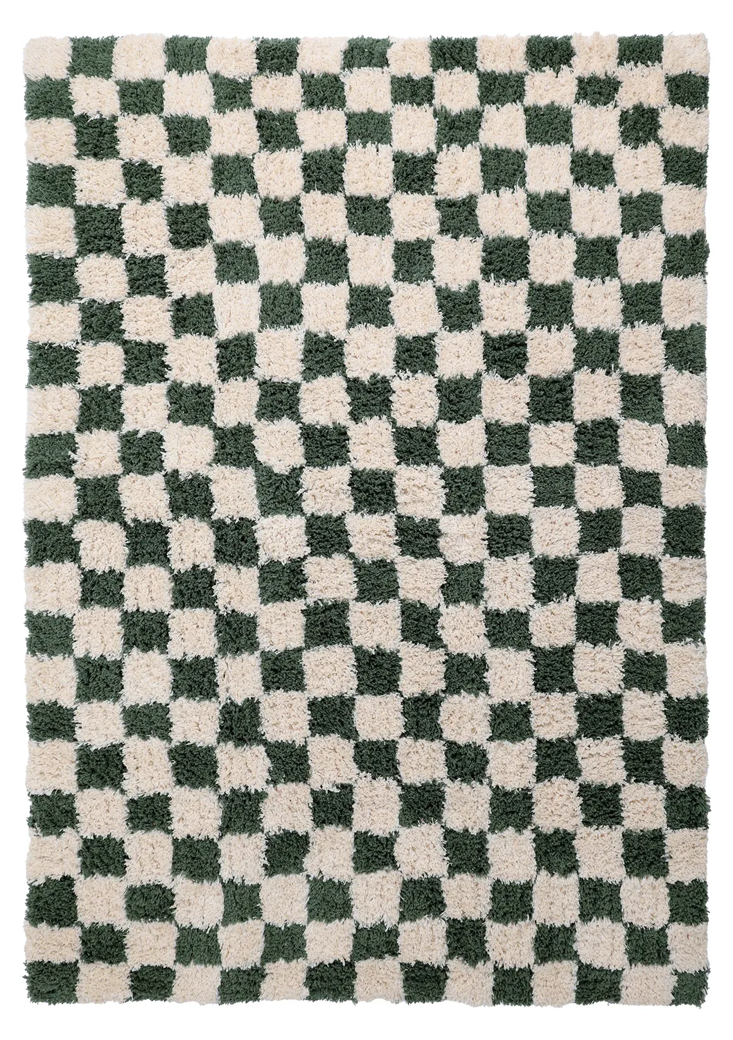 Tapetes felpudos - Methoni Check Cotton Shaggy (creme/verde)