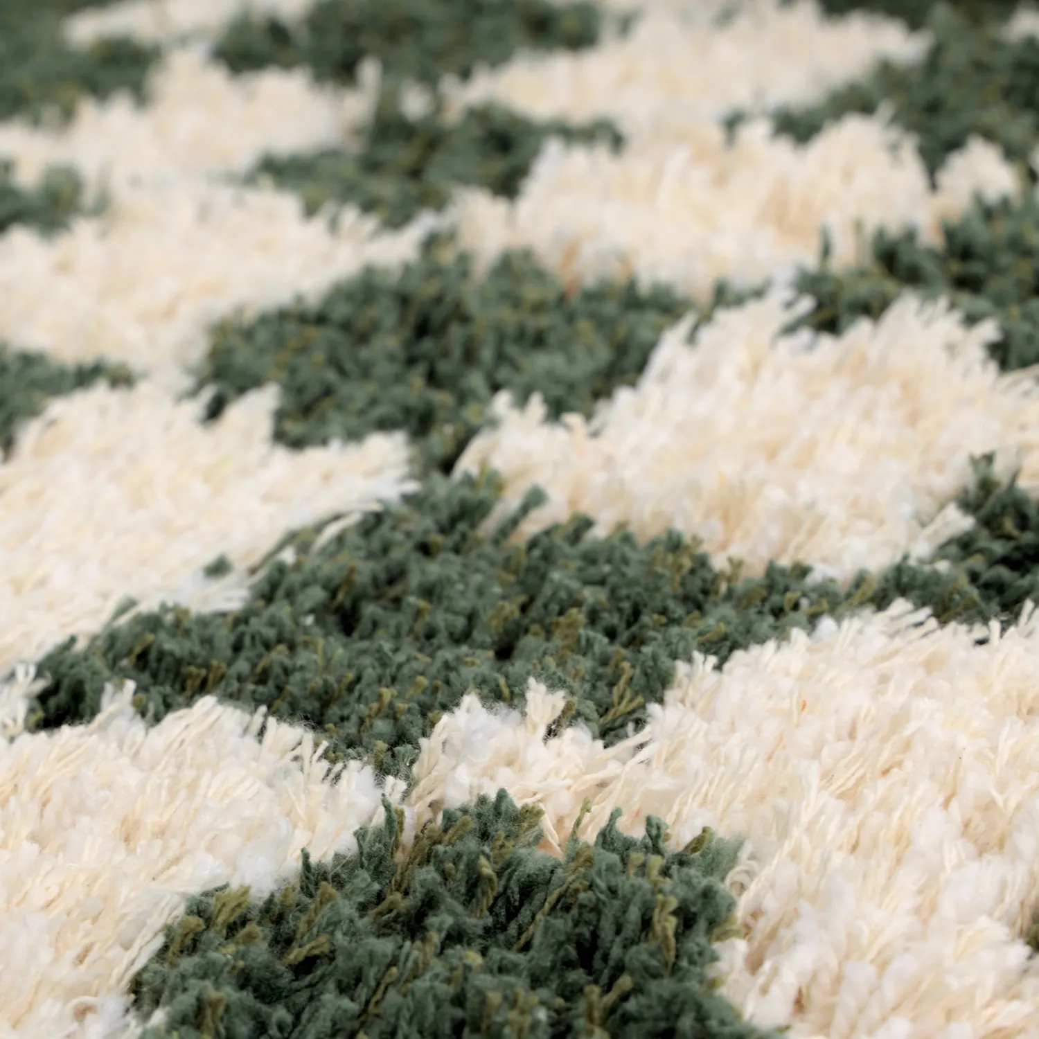 Tapete redondo - Methoni Check Cotton Shaggy (creme/verde)