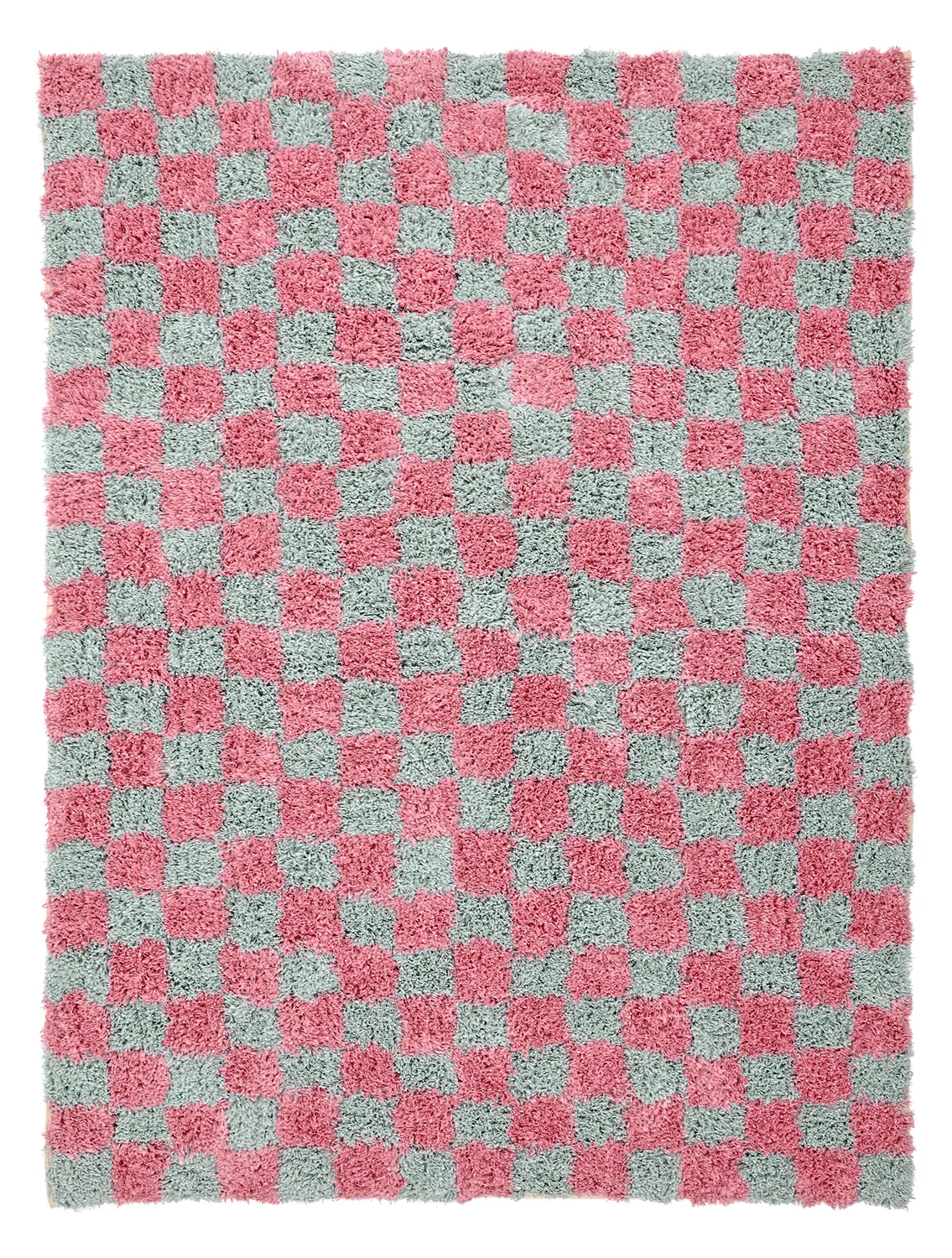Tapetes felpudos - Methoni Check Cotton Shaggy (azul claro/rosa claro)