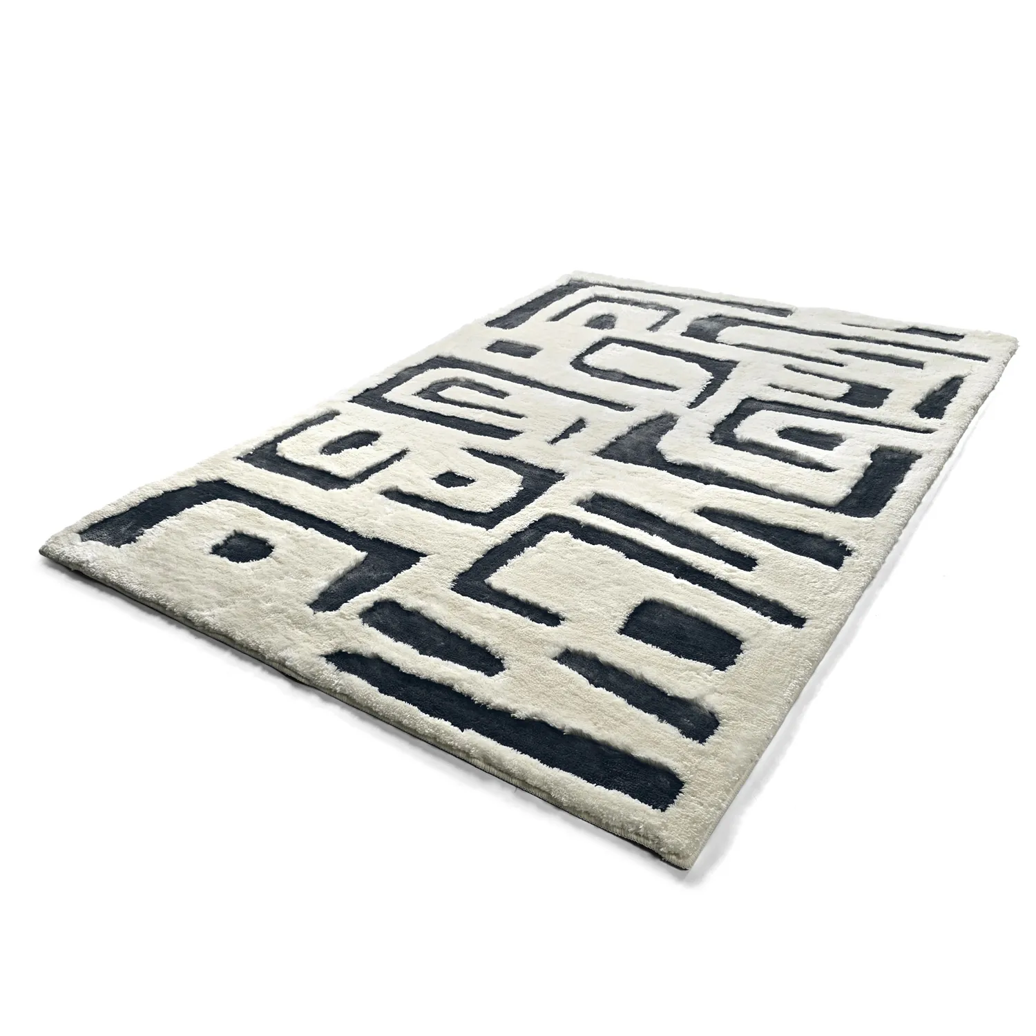 Tapetes felpudos - Palmyra (branco/azul-marinho)