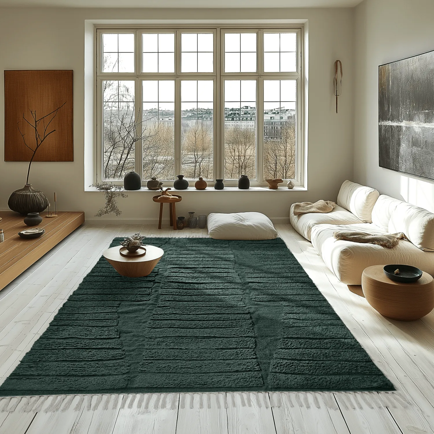 Tapetes felpudos - Rani Natural Cotton Shaggy (verde)