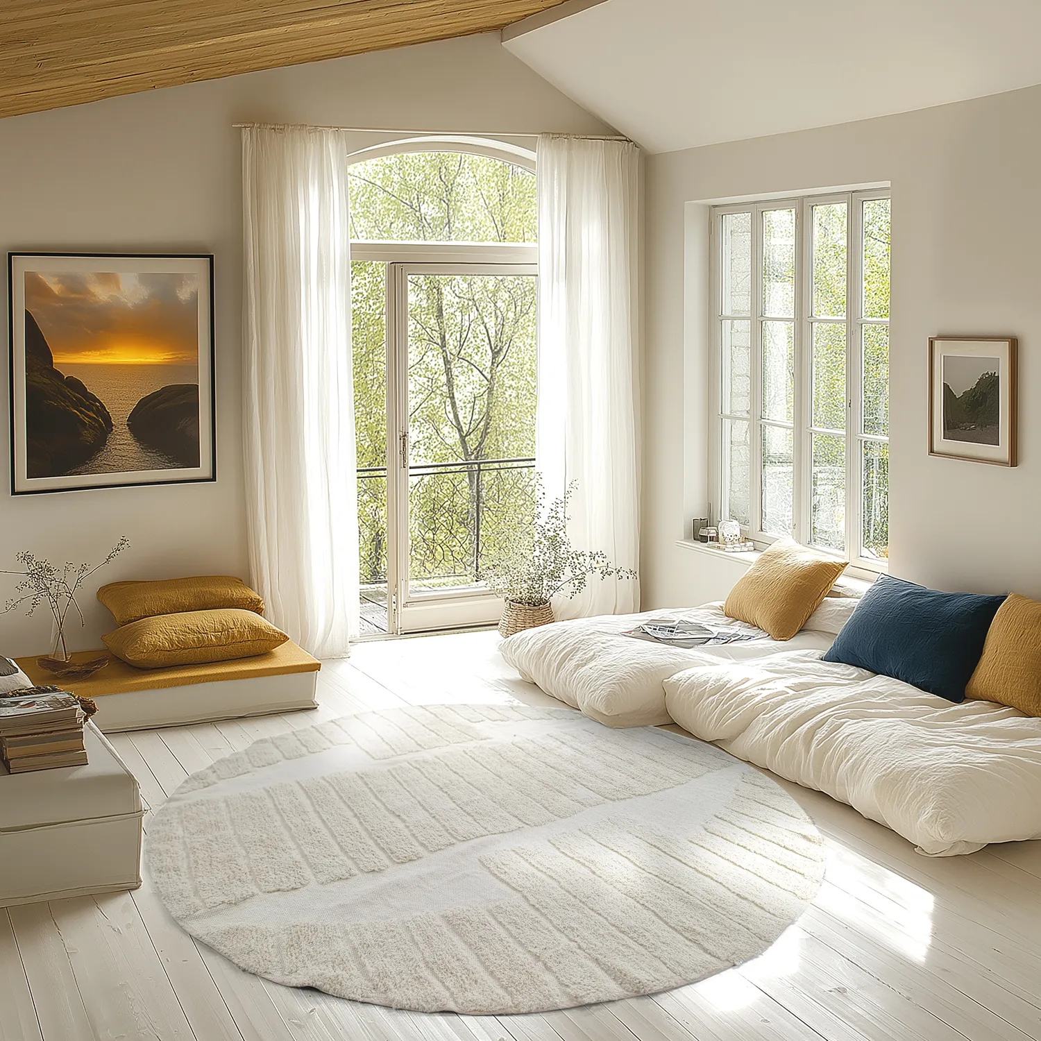 Tapete redondo - Rani Natural Cotton Shaggy (offwhite)